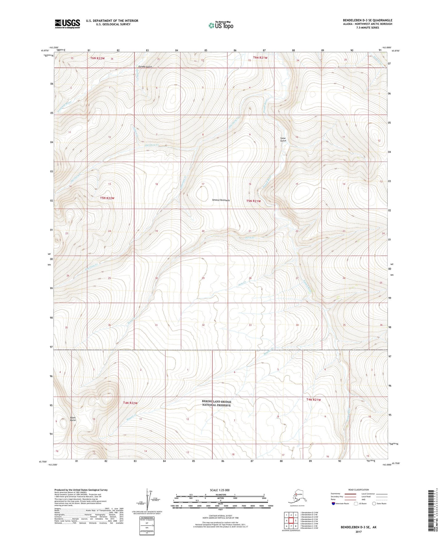 Bendeleben D-3 SE Alaska US Topo Map Image