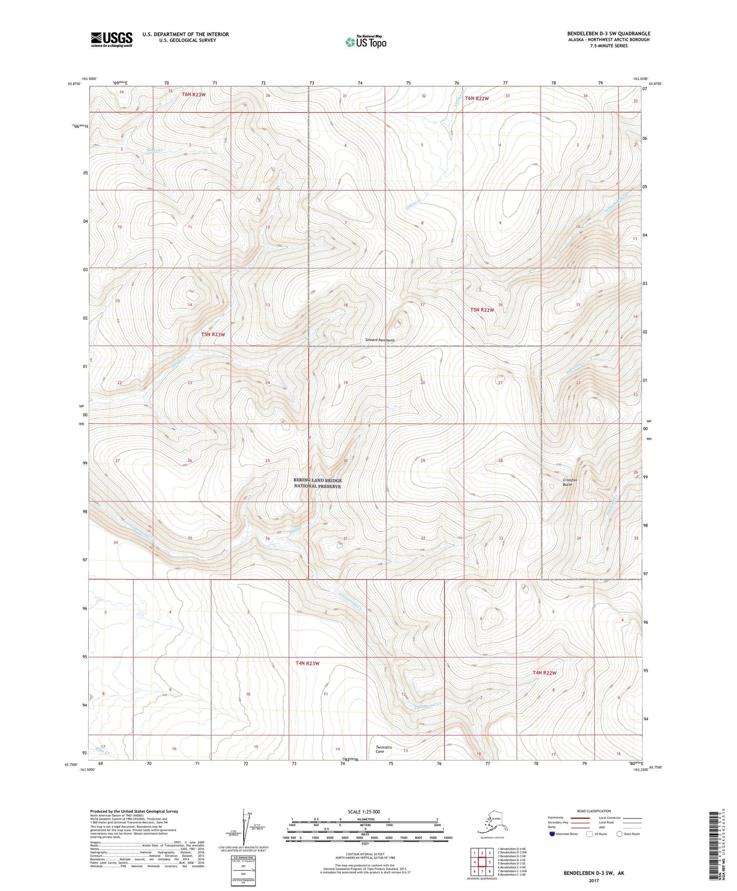 Bendeleben D-3 SW Alaska US Topo Map Image