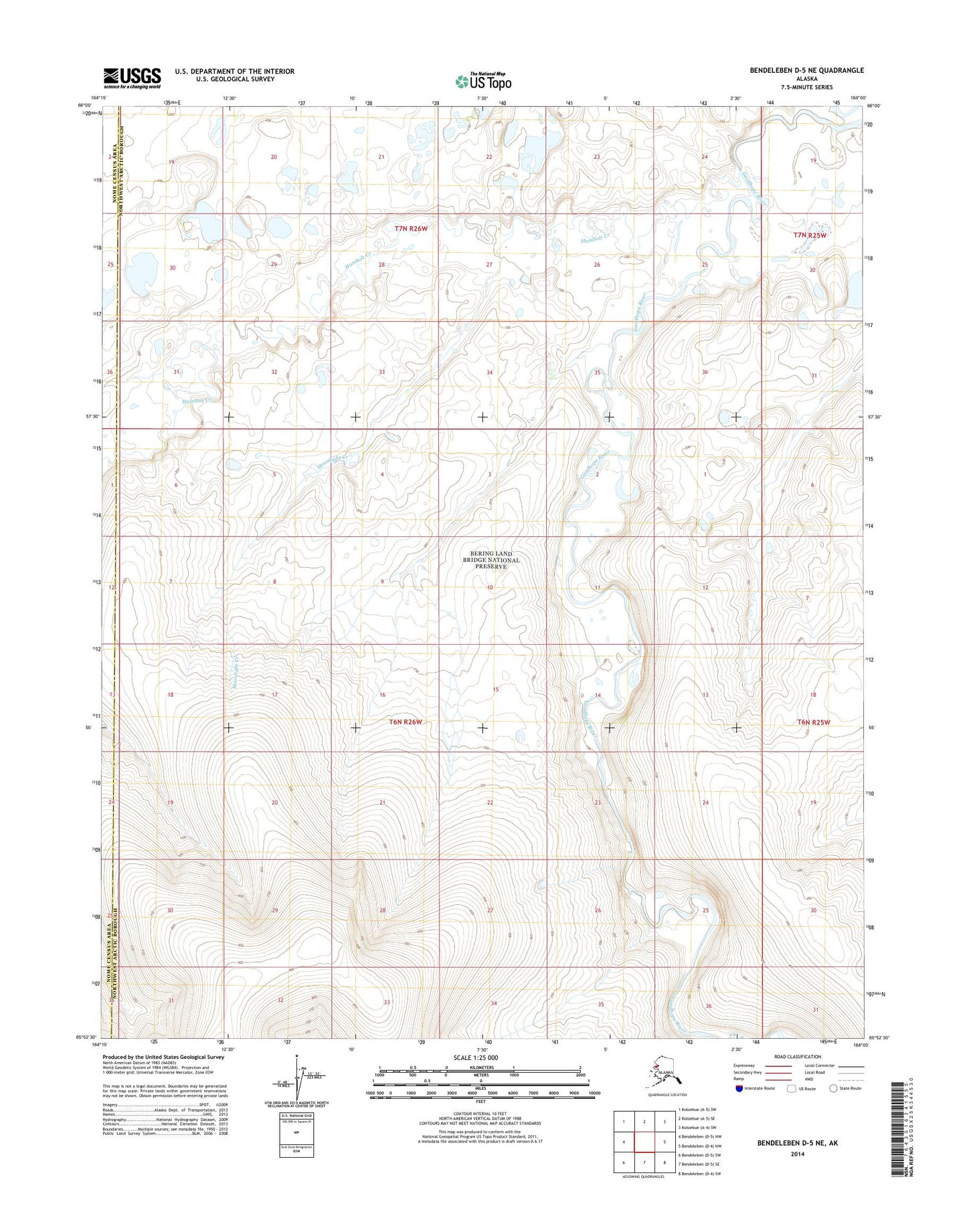 Bendeleben D-5 NE Alaska US Topo Map Image