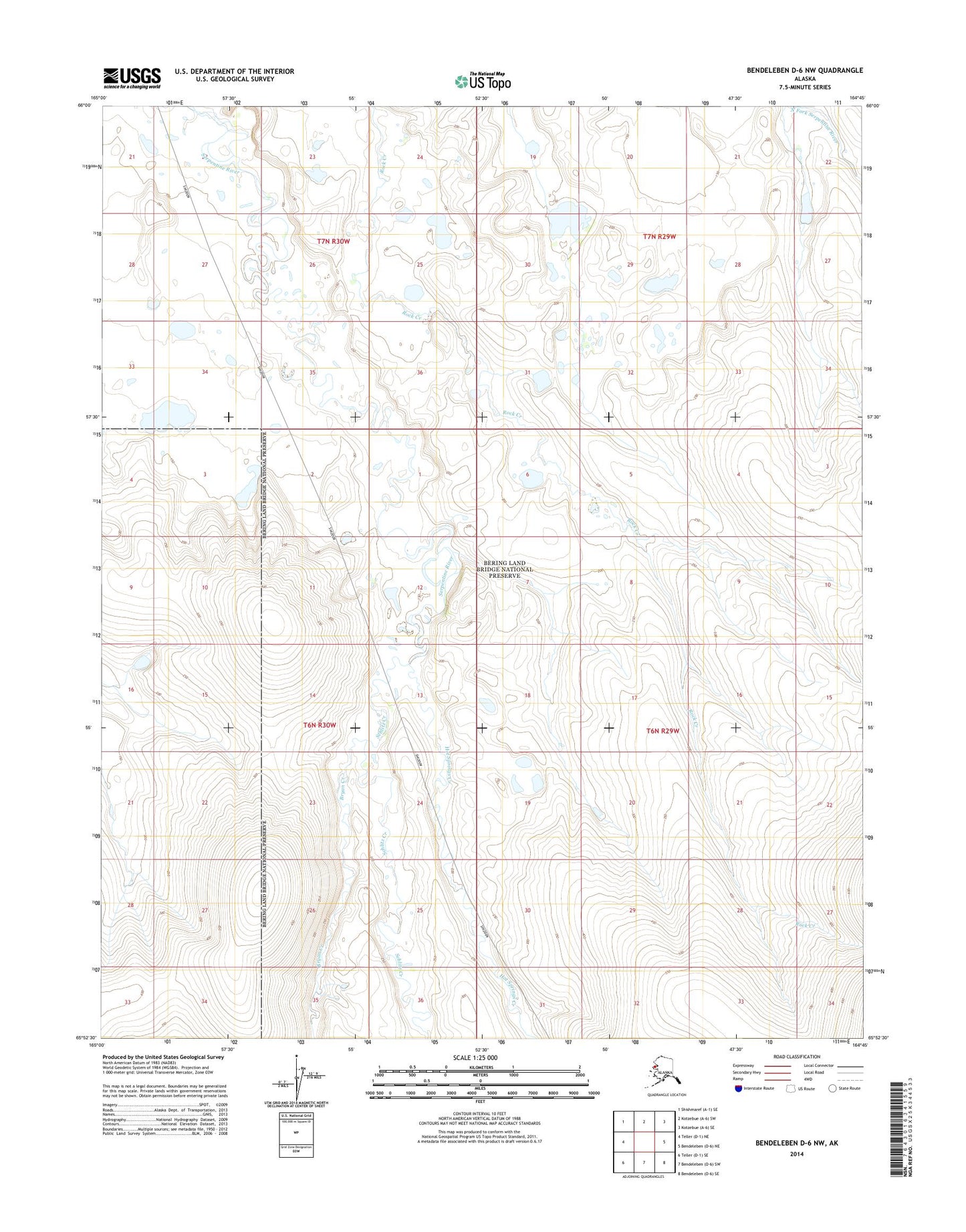 Bendeleben D-6 NW Alaska US Topo Map Image
