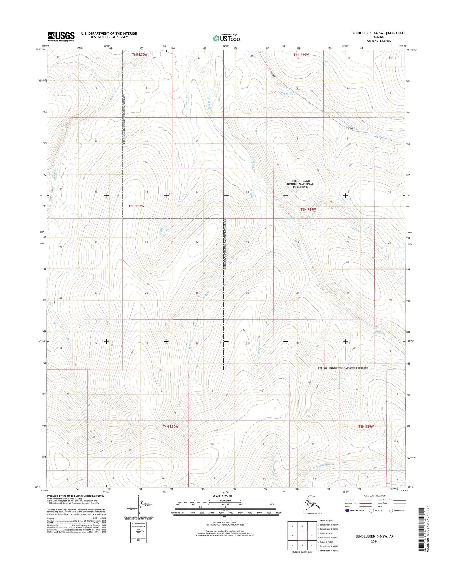 Bendeleben D-6 SW Alaska US Topo Map Image