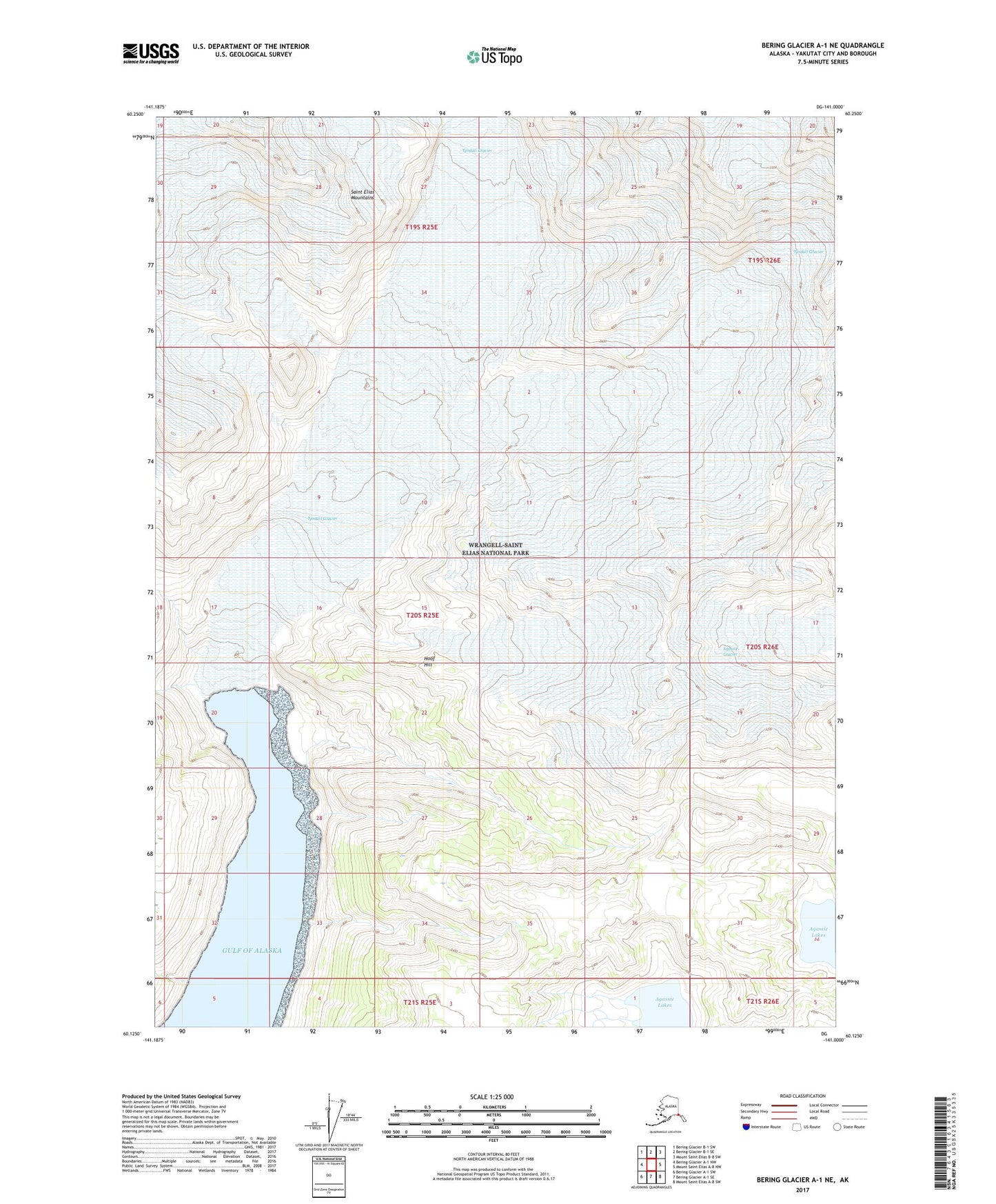 Bering Glacier A-1 NE Alaska US Topo Map Image