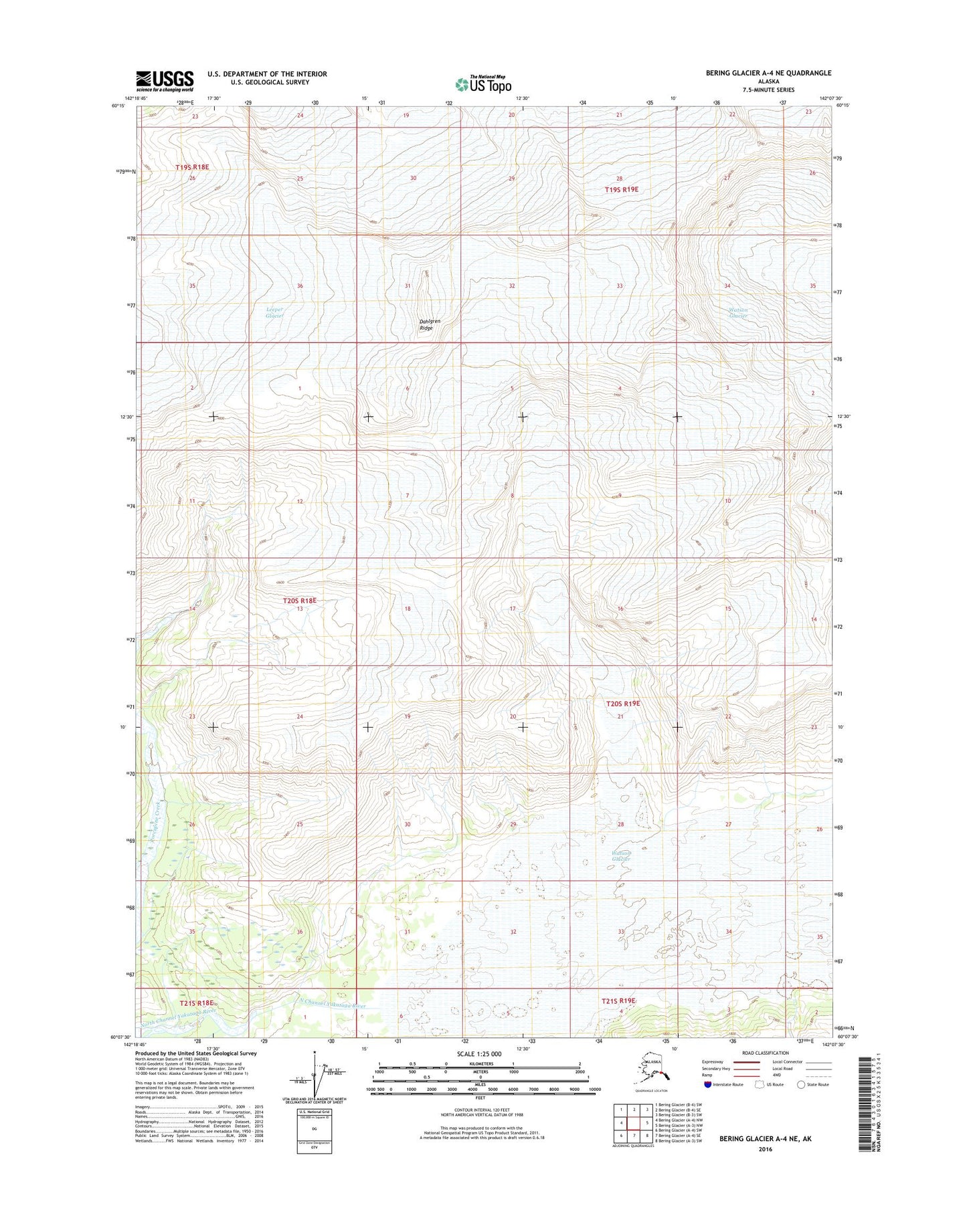Bering Glacier A-4 NE Alaska US Topo Map Image