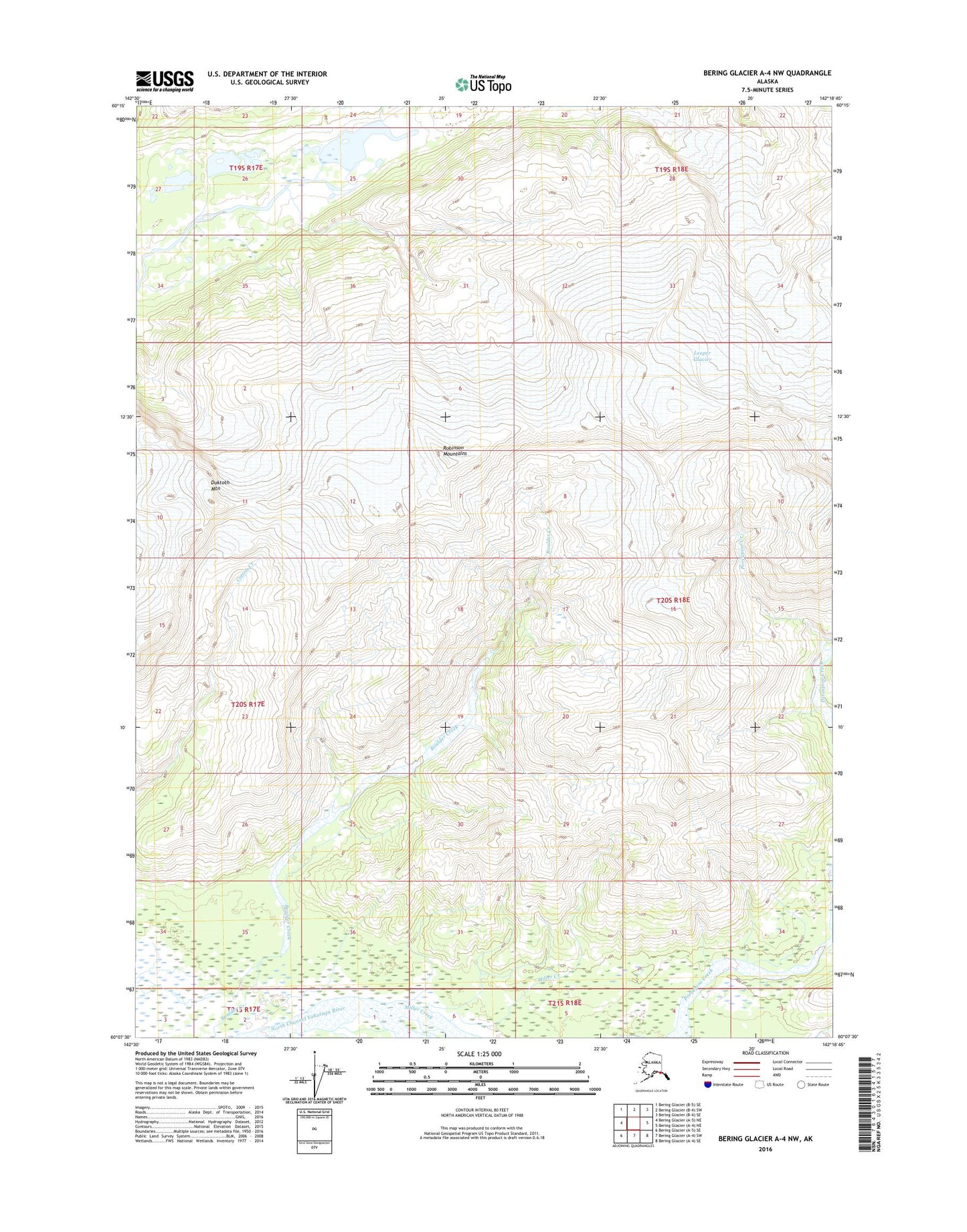 Bering Glacier A-4 NW Alaska US Topo Map Image