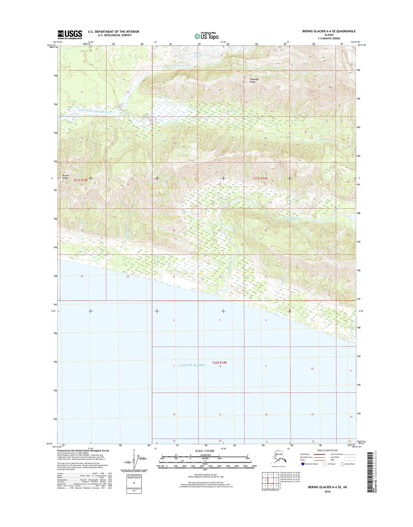 Bering Glacier A-4 SE Alaska US Topo Map Image