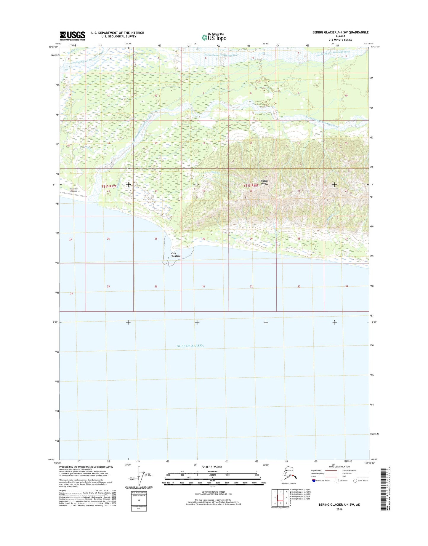 Bering Glacier A-4 SW Alaska US Topo Map Image