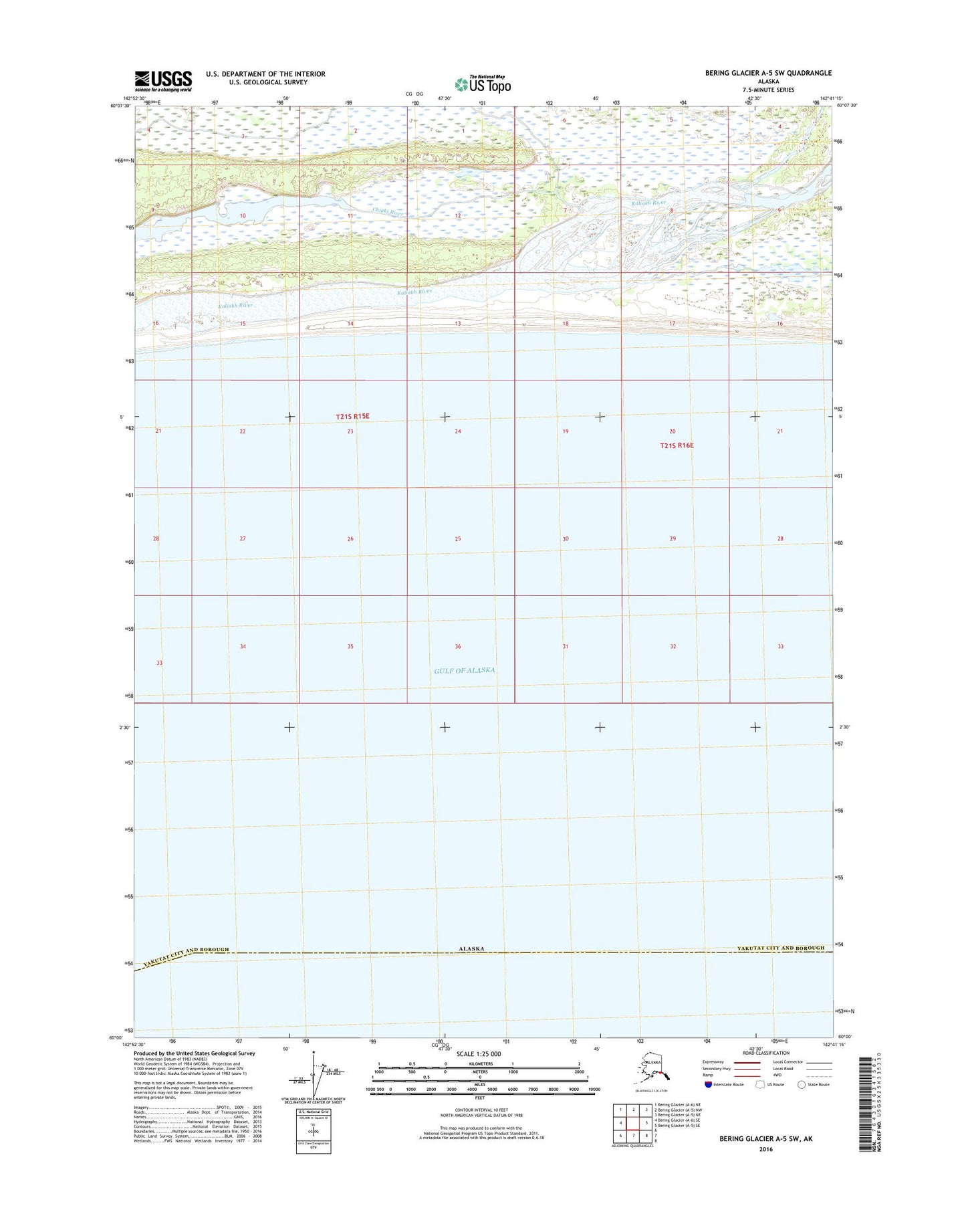 Bering Glacier A-5 SW Alaska US Topo Map Image