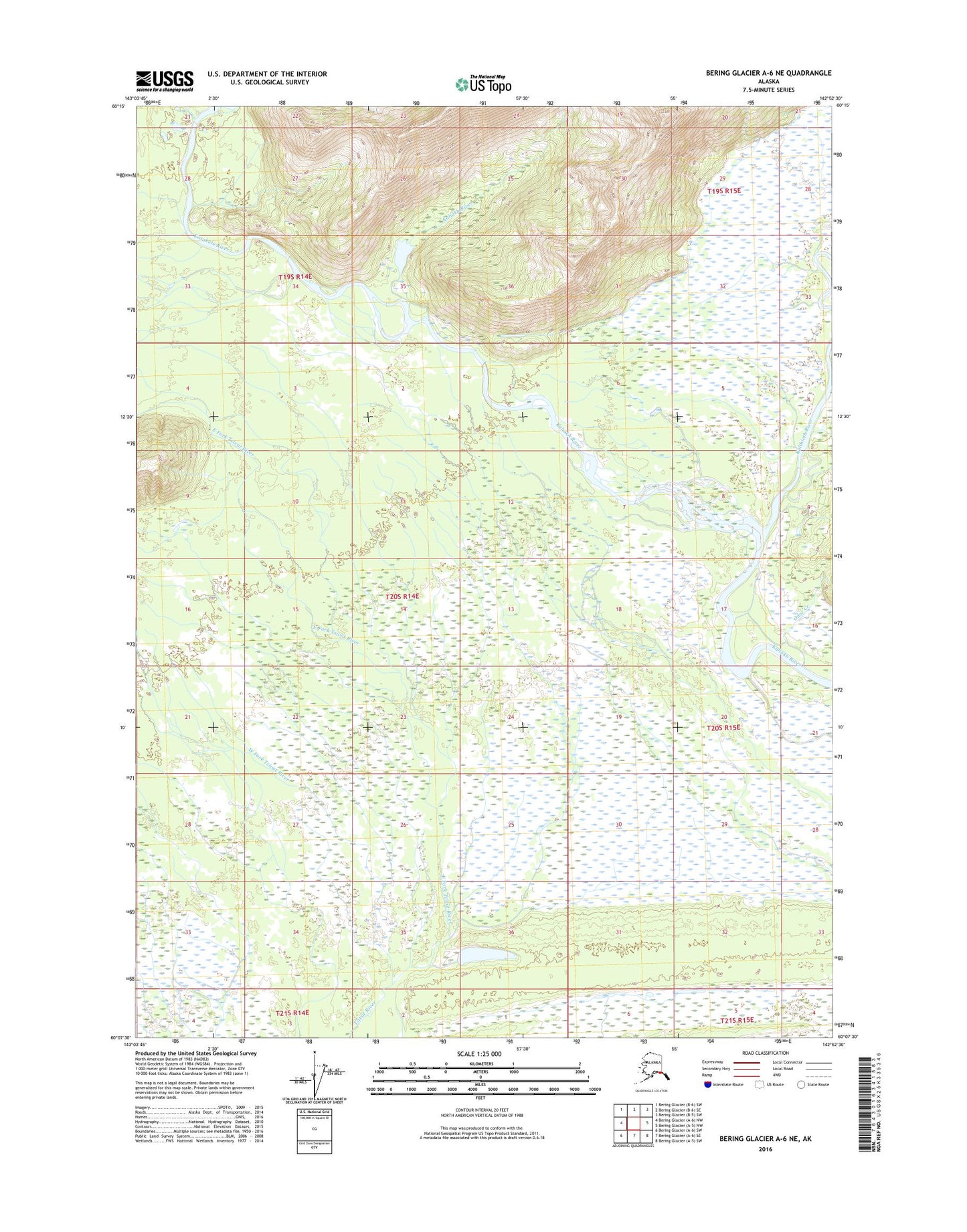 Bering Glacier A-6 NE Alaska US Topo Map Image
