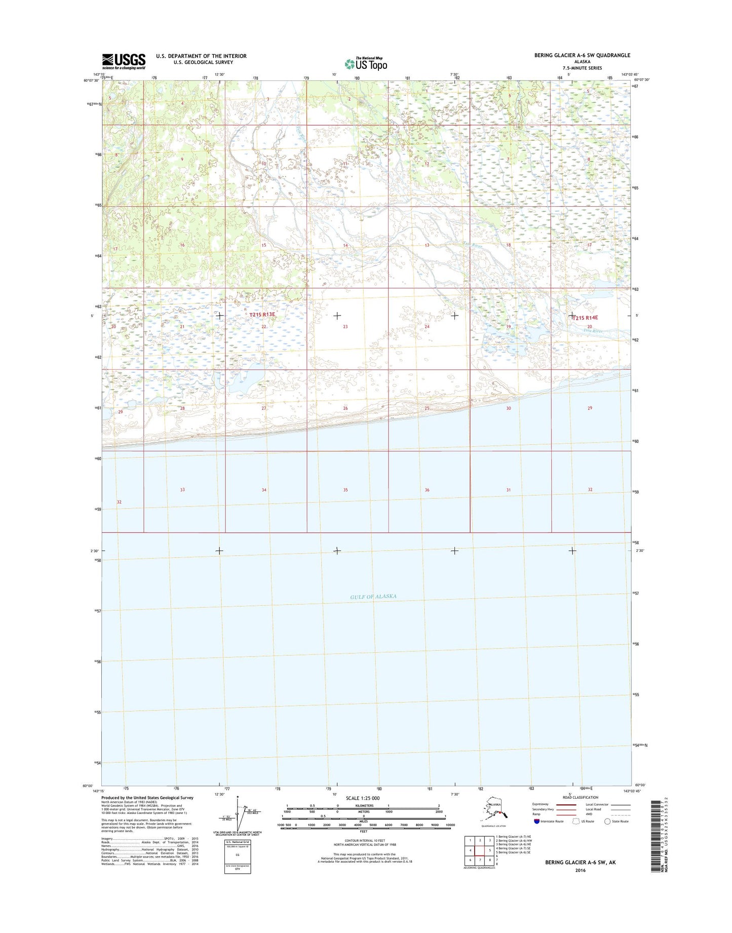 Bering Glacier A-6 SW Alaska US Topo Map Image