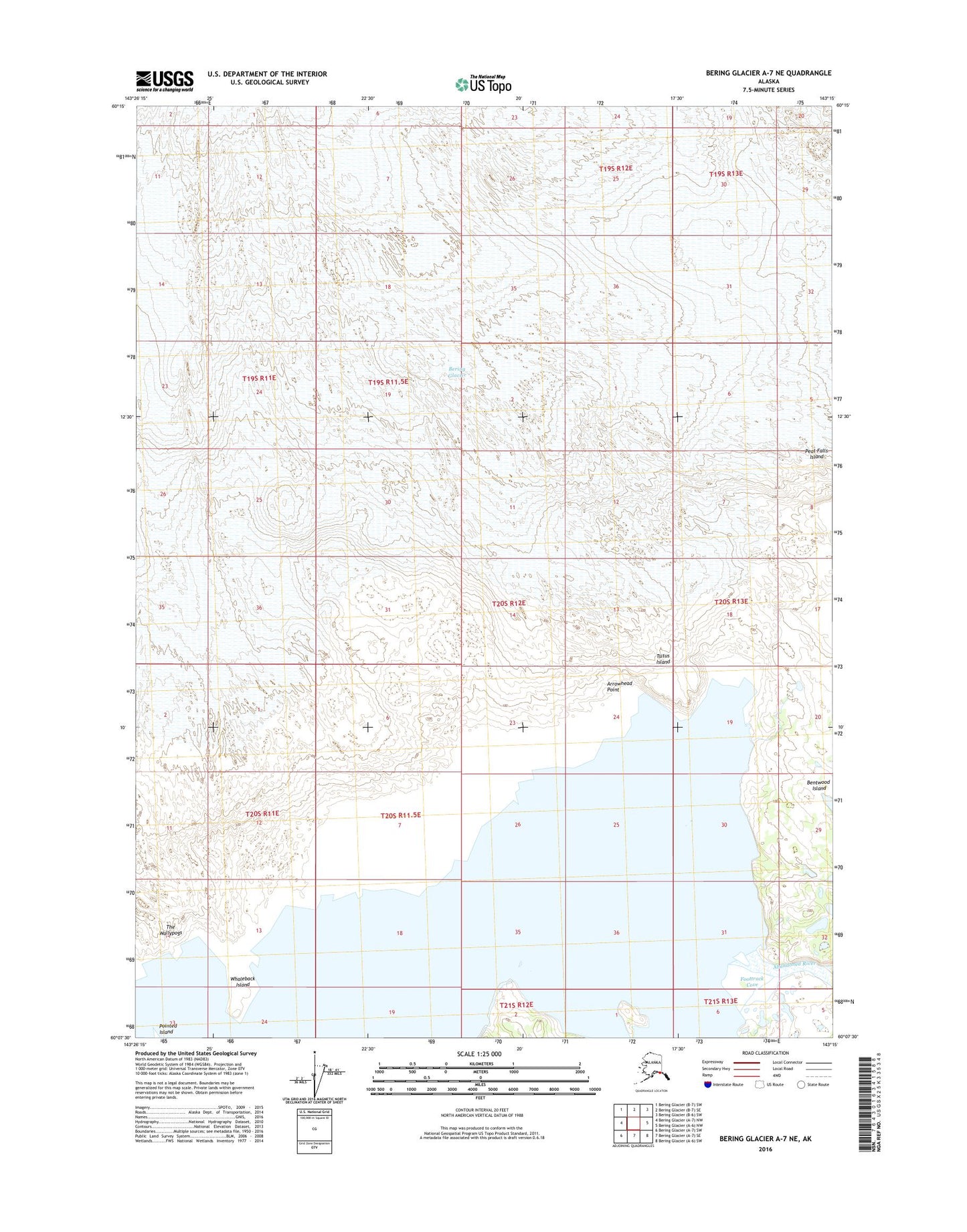 Bering Glacier A-7 NE Alaska US Topo Map Image