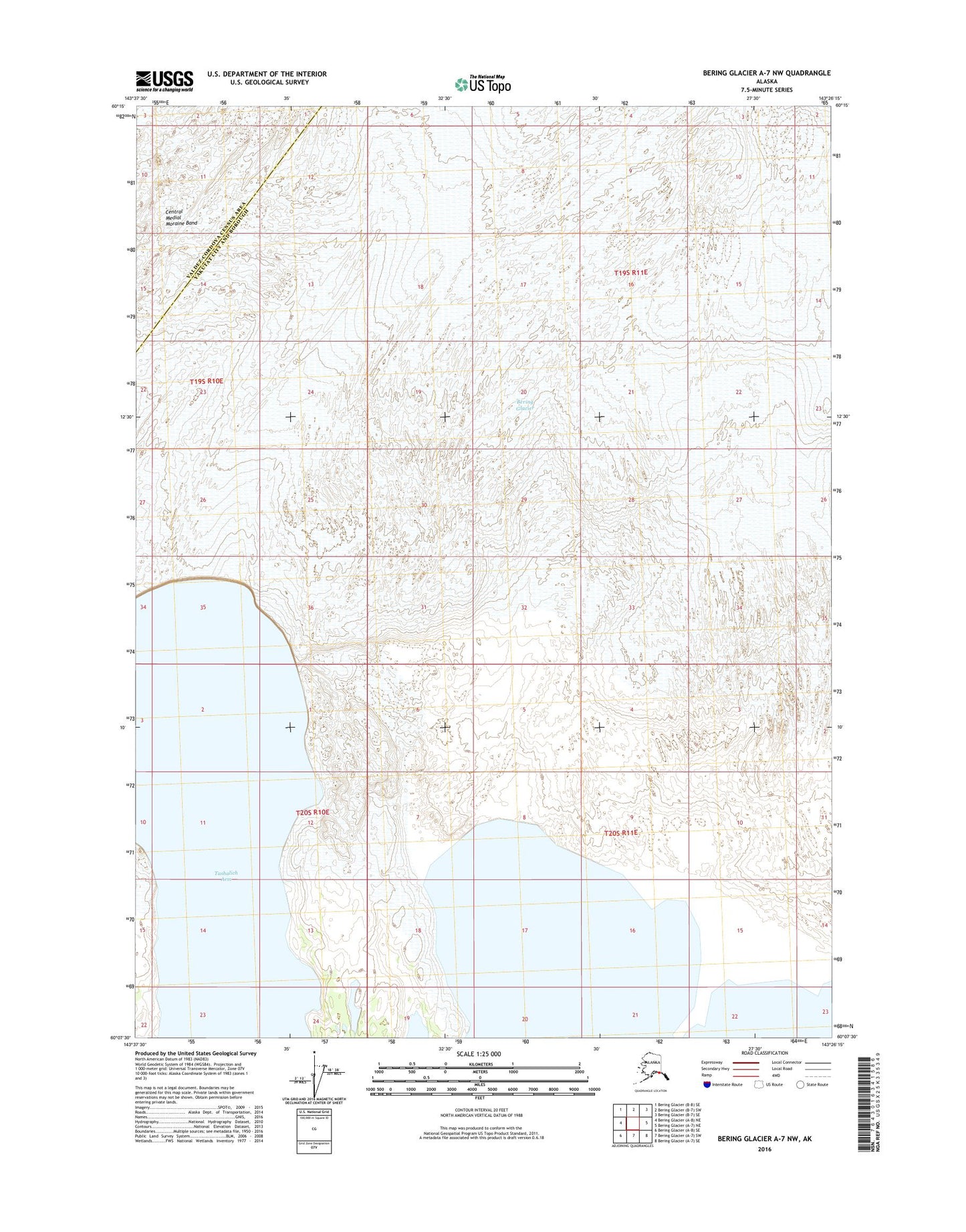 Bering Glacier A-7 NW Alaska US Topo Map Image