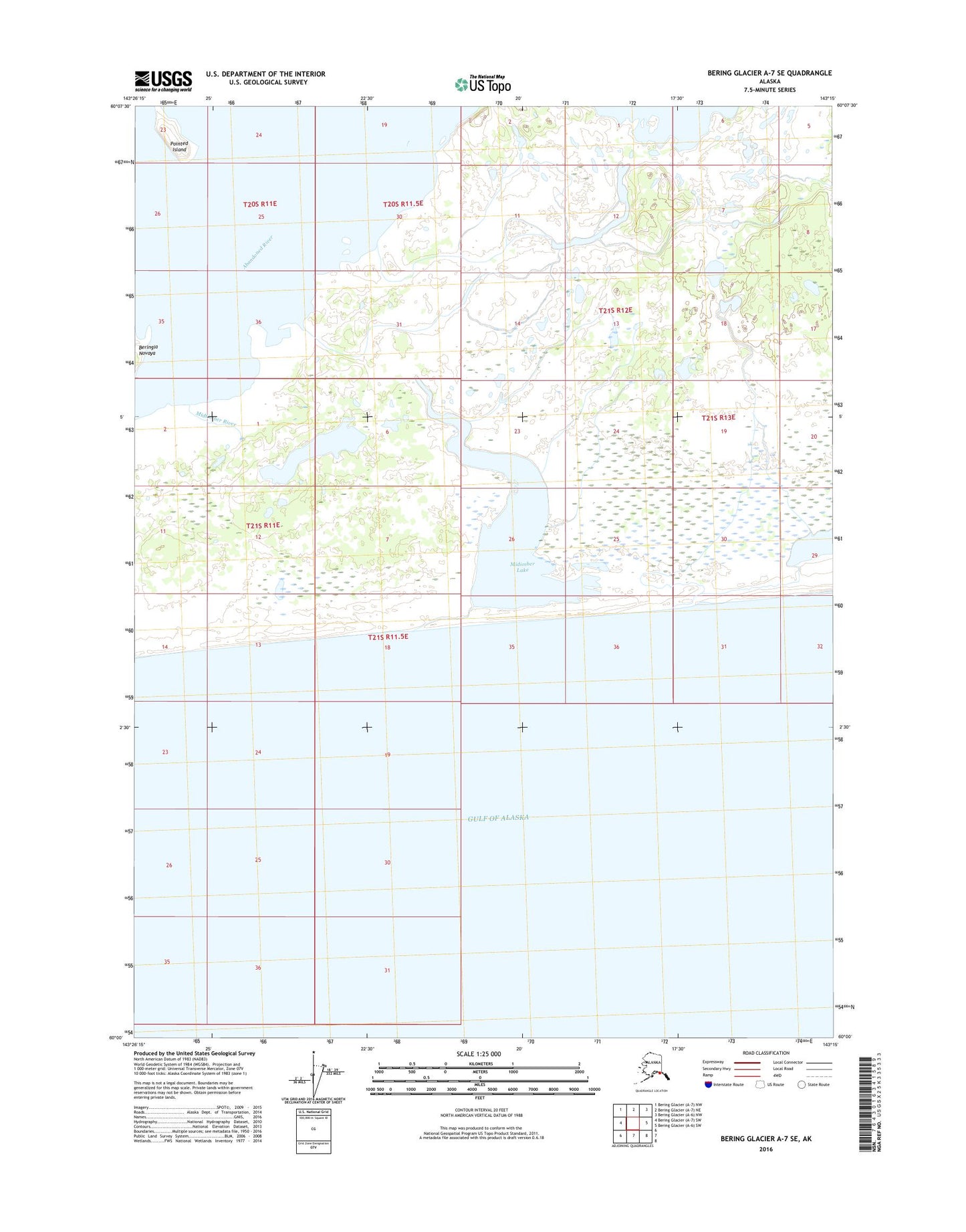 Bering Glacier A-7 SE Alaska US Topo Map Image