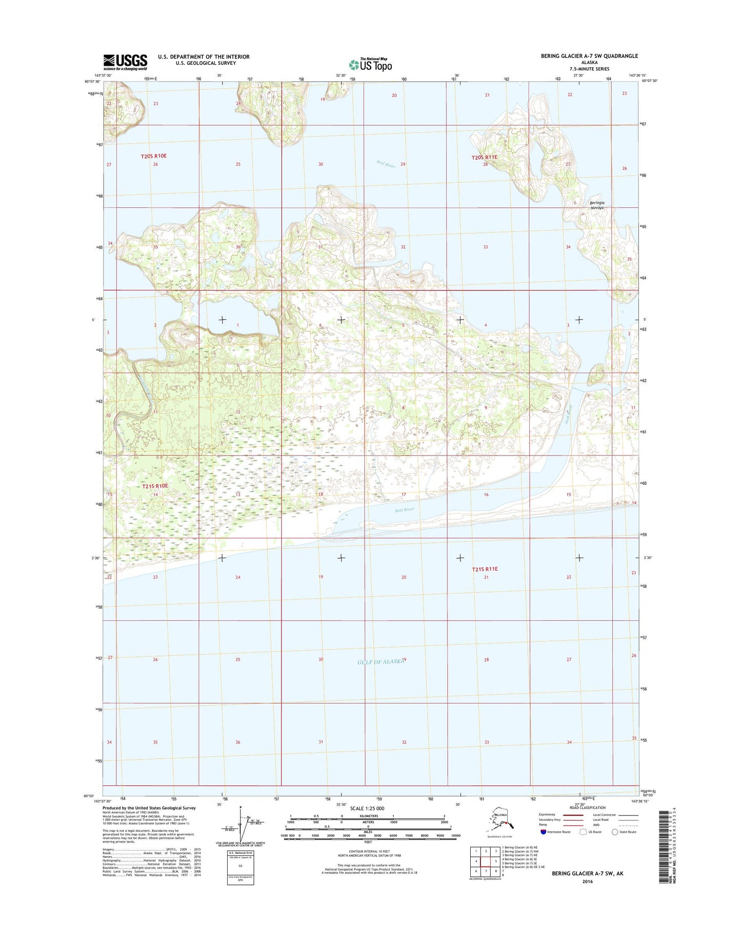 Bering Glacier A-7 SW Alaska US Topo Map Image