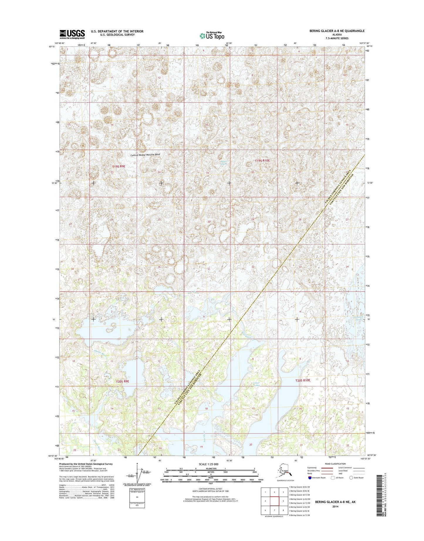 Bering Glacier A-8 NE Alaska US Topo Map Image