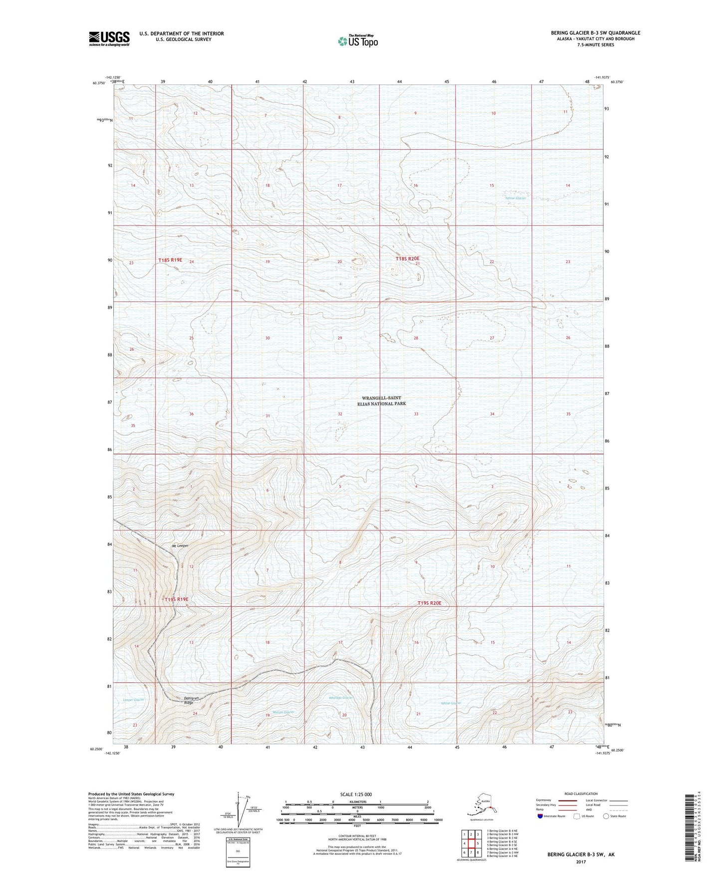 Bering Glacier B-3 SW Alaska US Topo Map Image