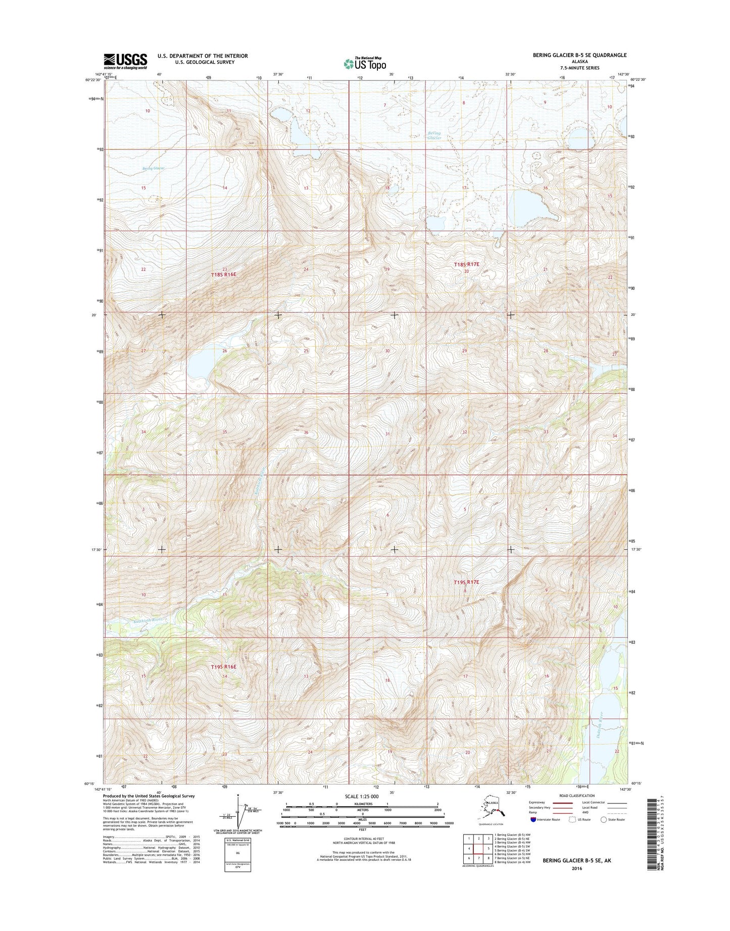 Bering Glacier B-5 SE Alaska US Topo Map Image
