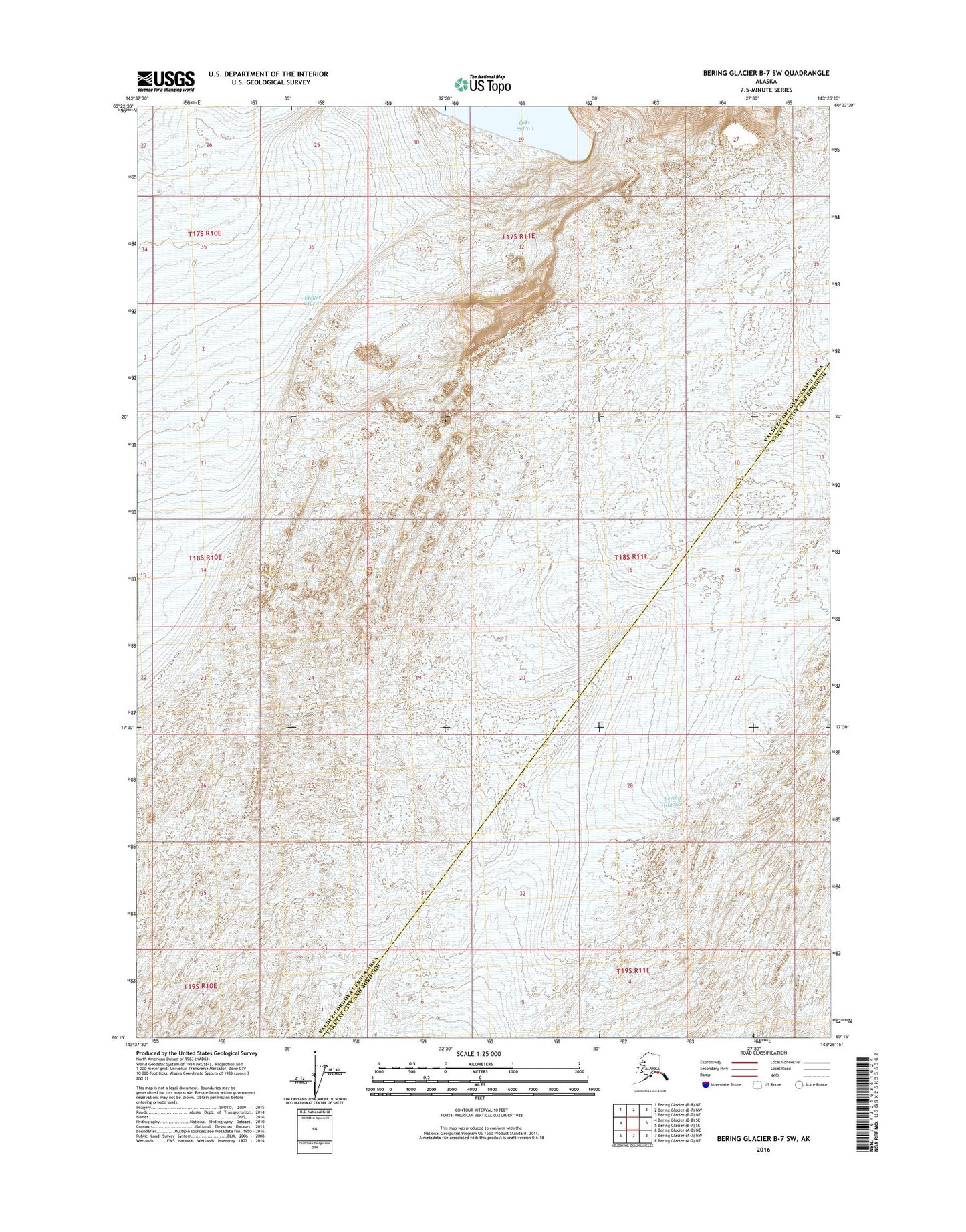 Bering Glacier B-7 SW Alaska US Topo Map Image