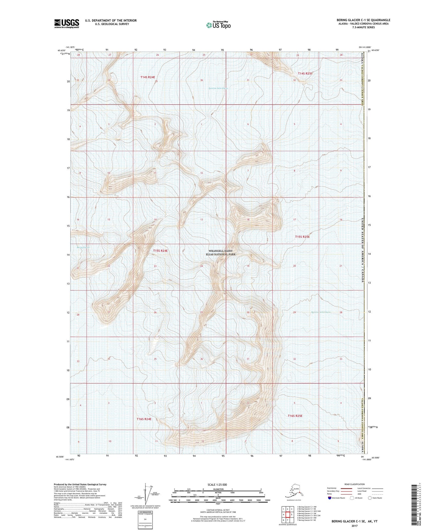Bering Glacier C-1 SE Alaska US Topo Map Image