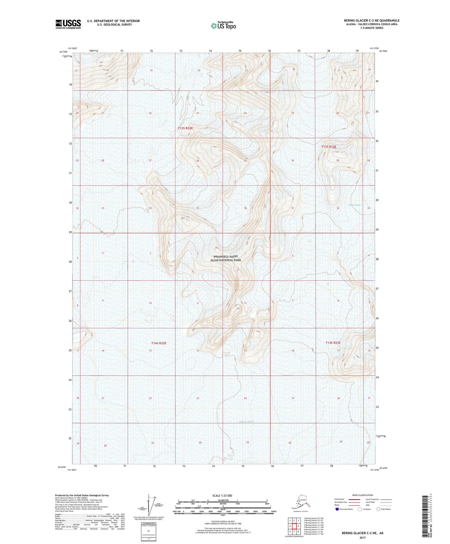 Bering Glacier C-2 NE Alaska US Topo Map Image