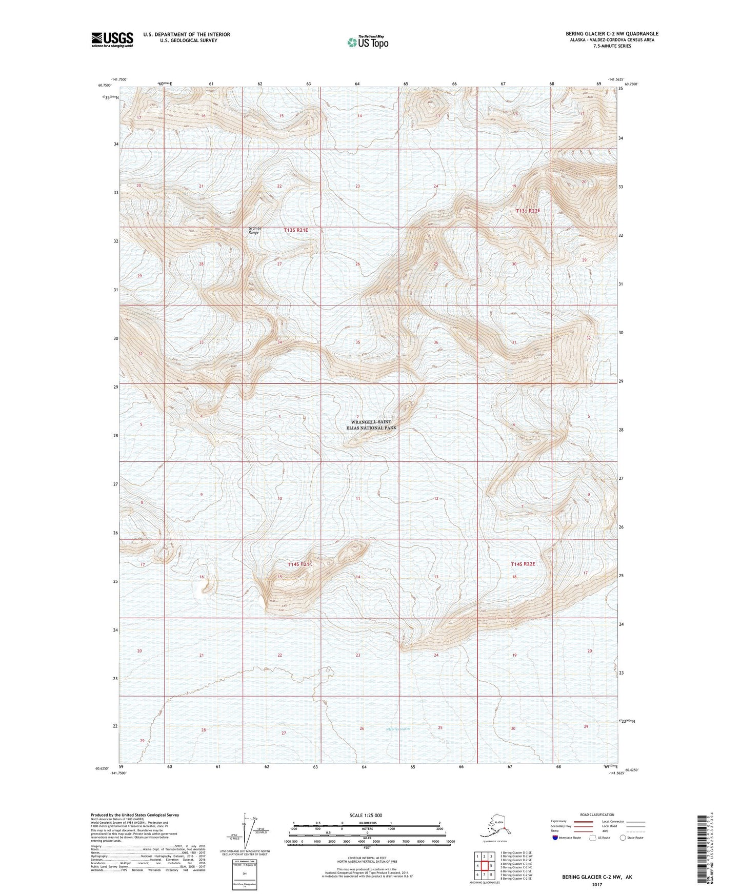 Bering Glacier C-2 NW Alaska US Topo Map Image