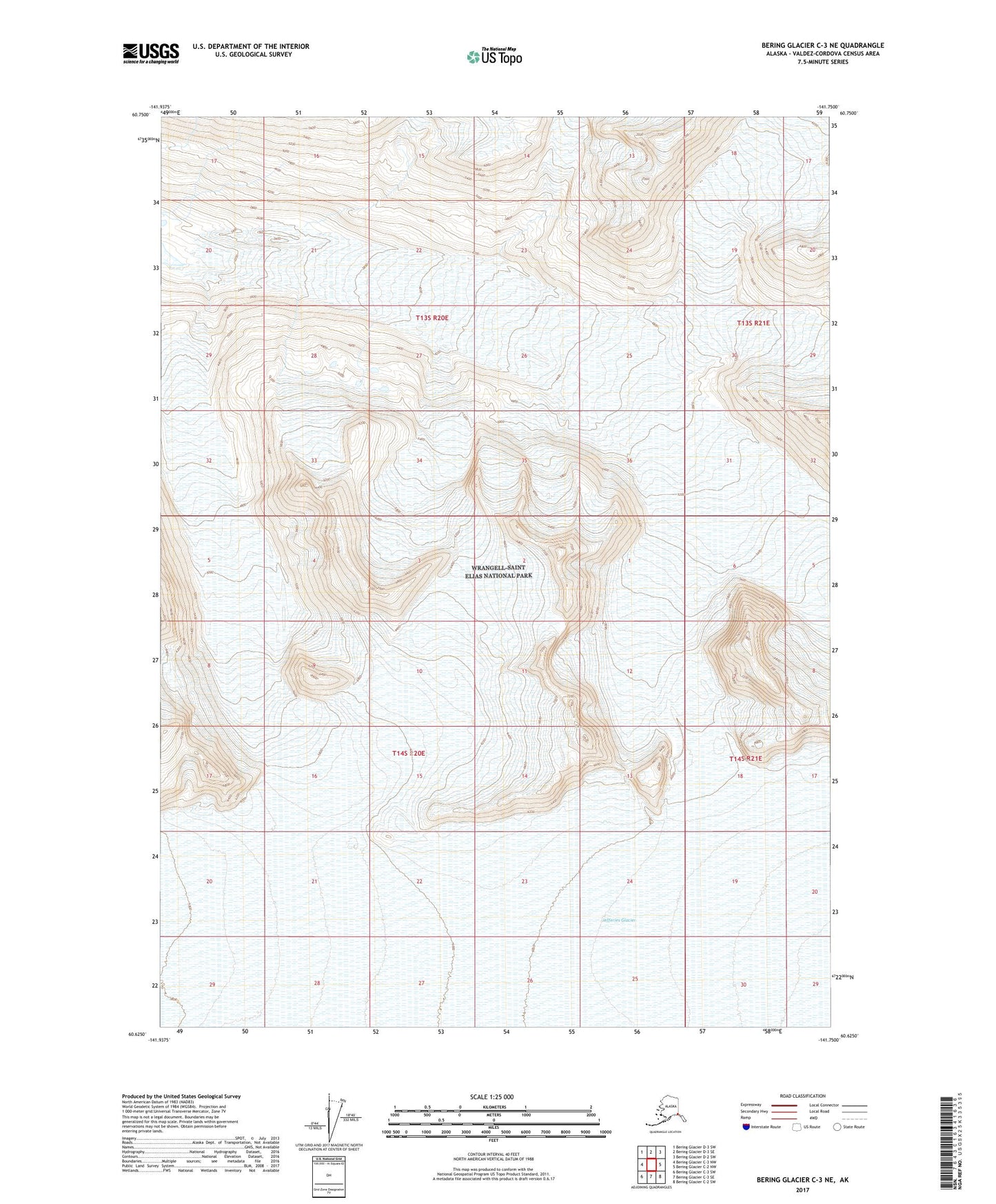 Bering Glacier C-3 NE Alaska US Topo Map Image