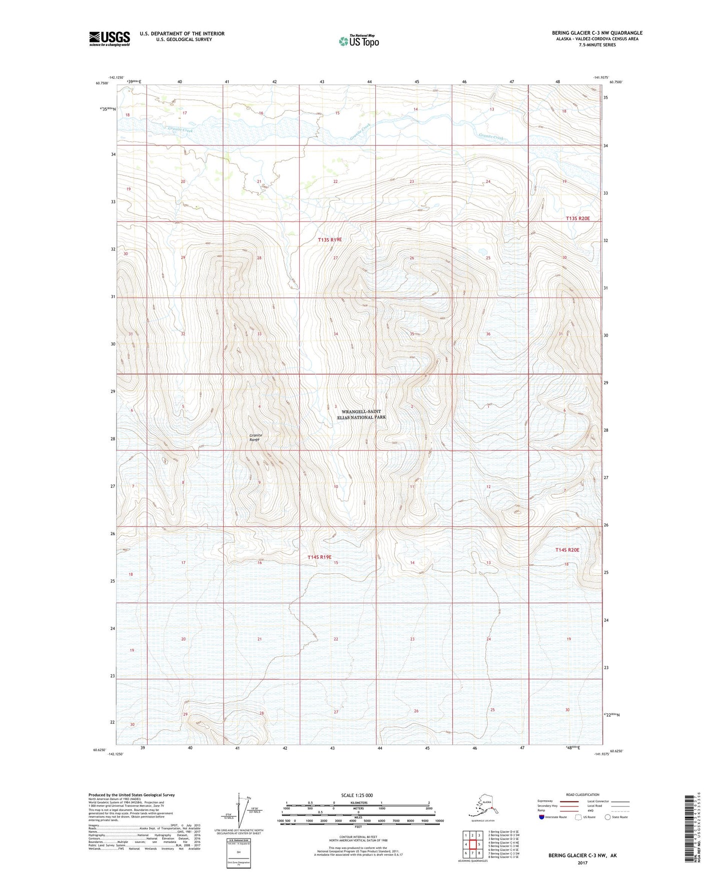 Bering Glacier C-3 NW Alaska US Topo Map Image