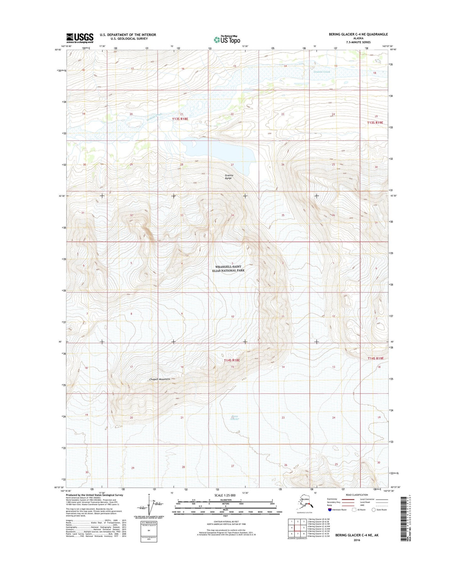 Bering Glacier C-4 NE Alaska US Topo Map Image