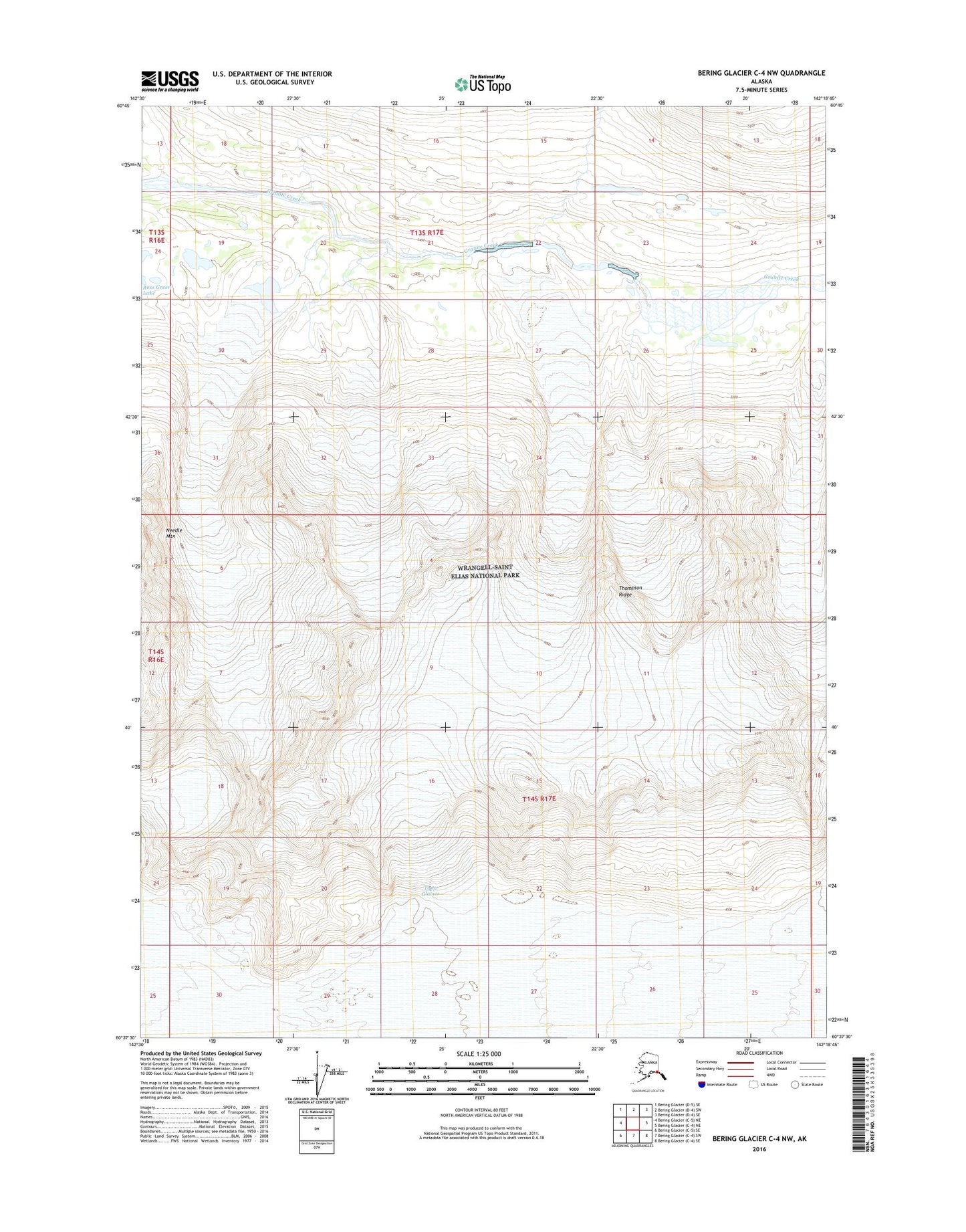 Bering Glacier C-4 NW Alaska US Topo Map Image
