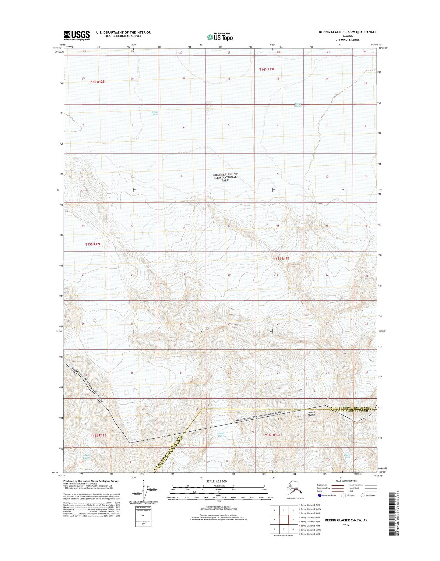 Bering Glacier C-6 SW Alaska US Topo Map Image