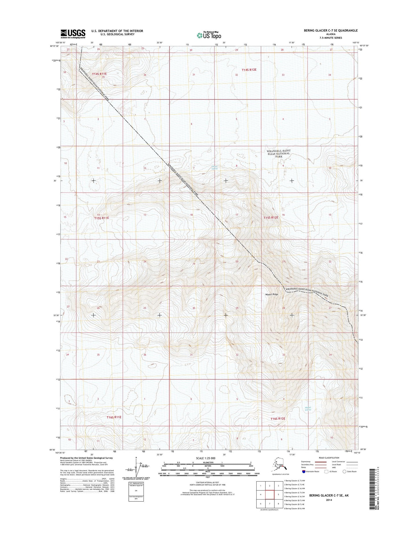 Bering Glacier C-7 SE Alaska US Topo Map Image