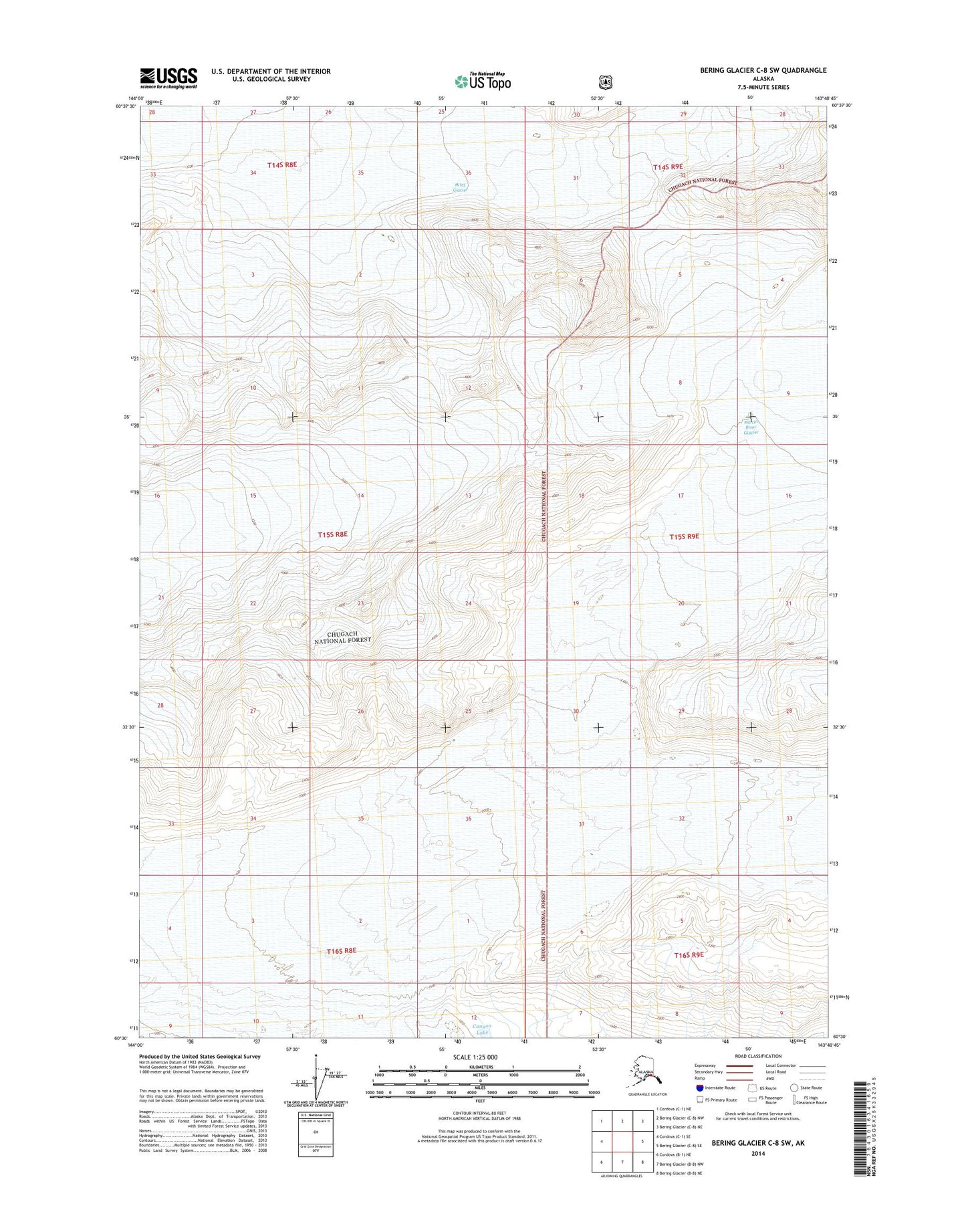 Bering Glacier C-8 SW Alaska US Topo Map Image