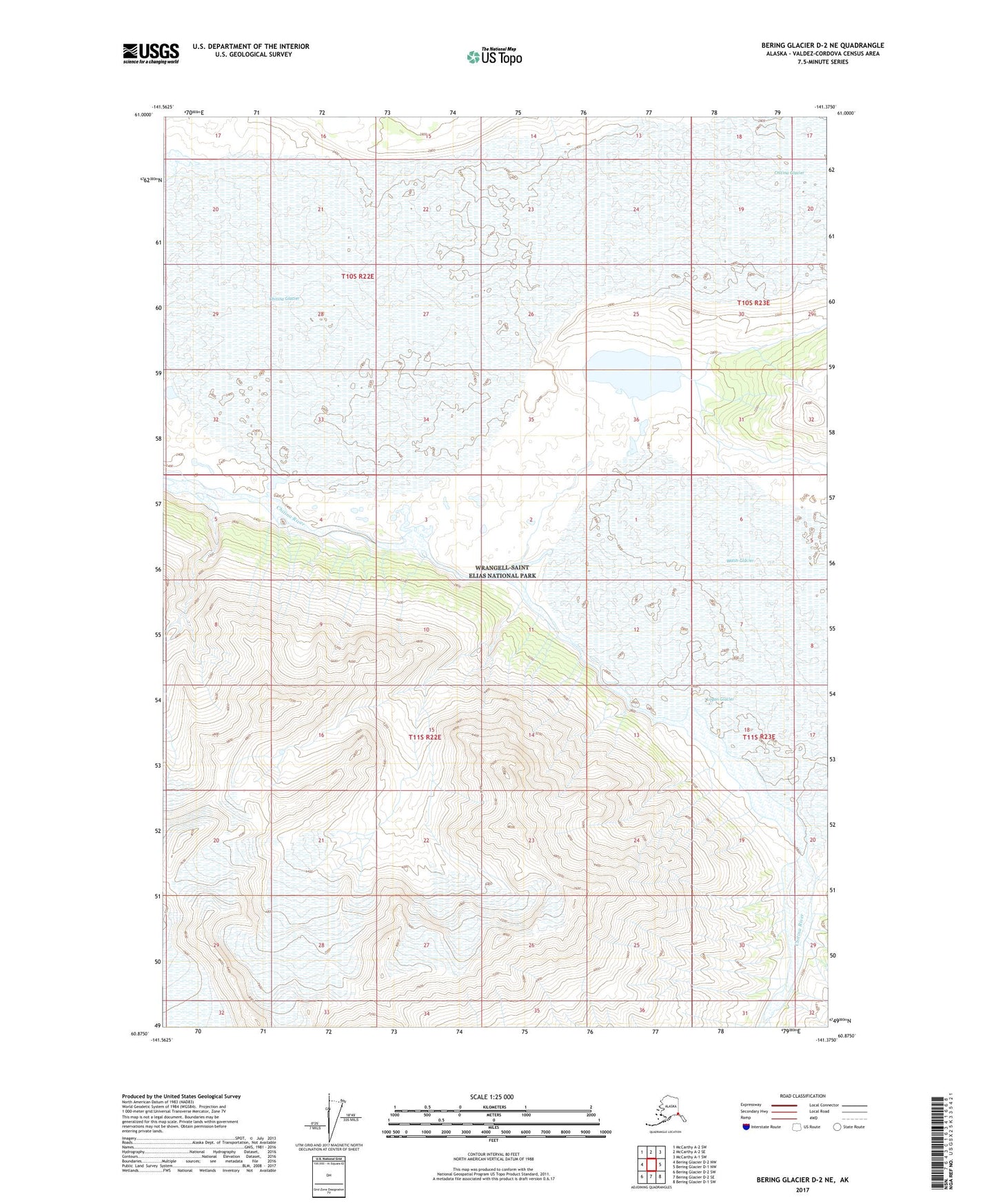 Bering Glacier D-2 NE Alaska US Topo Map Image