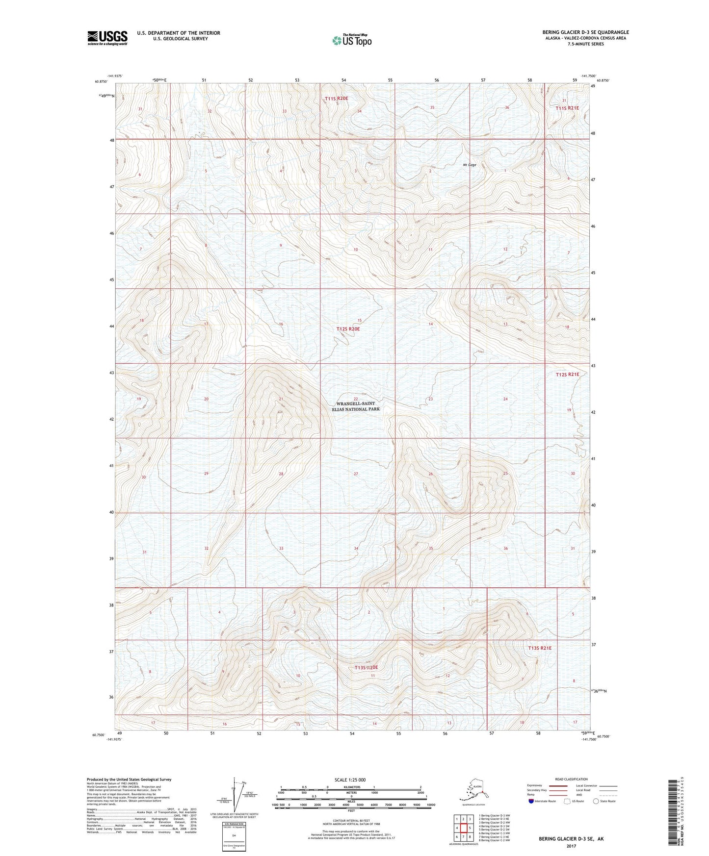 Bering Glacier D-3 SE Alaska US Topo Map Image