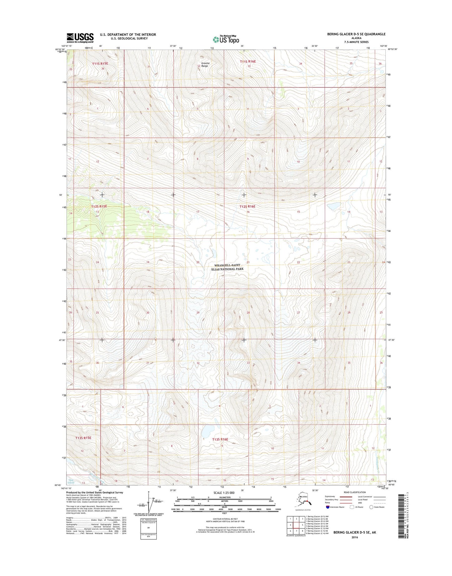Bering Glacier D-5 SE Alaska US Topo Map Image