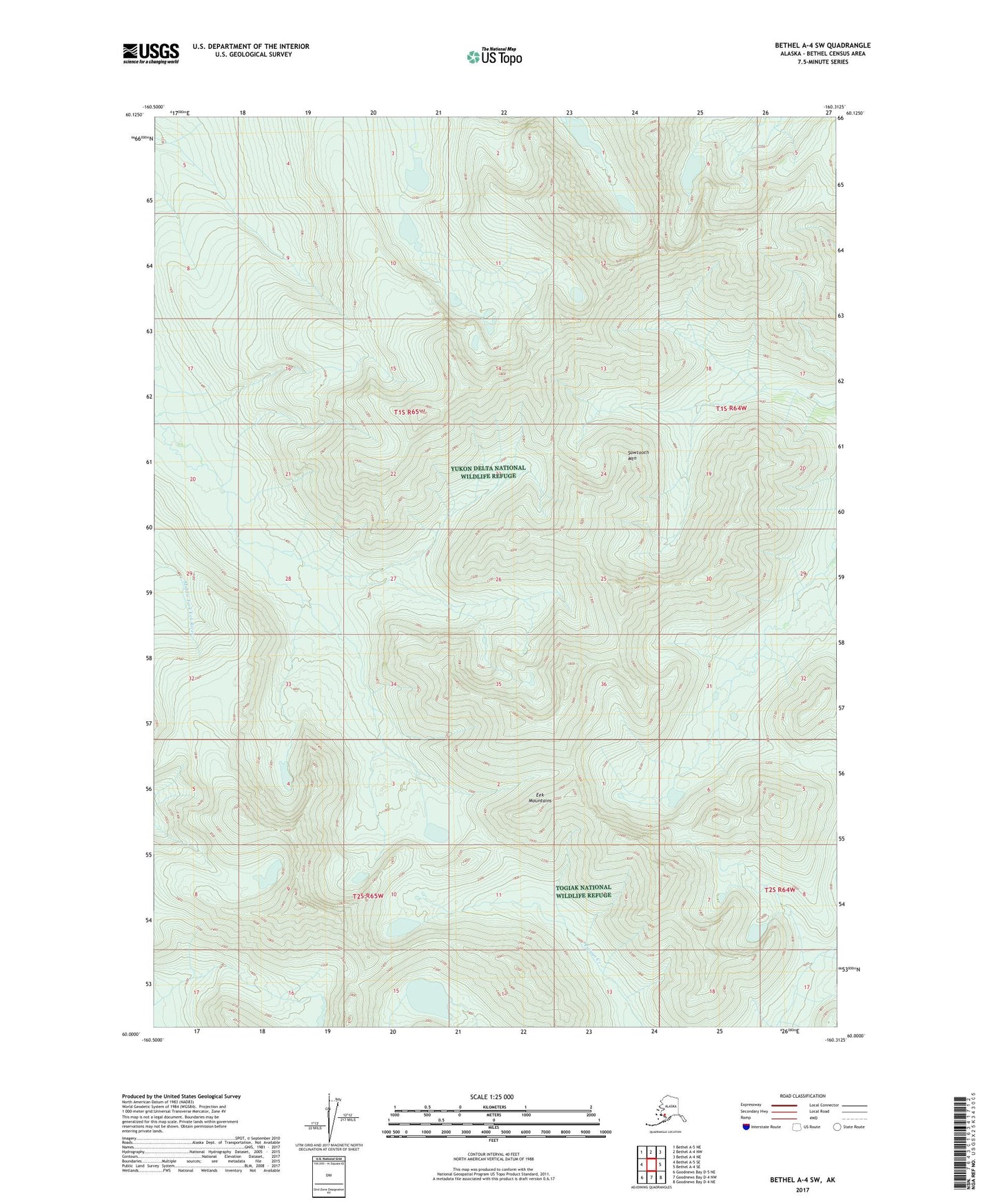 Bethel A-4 SW Alaska US Topo Map Image