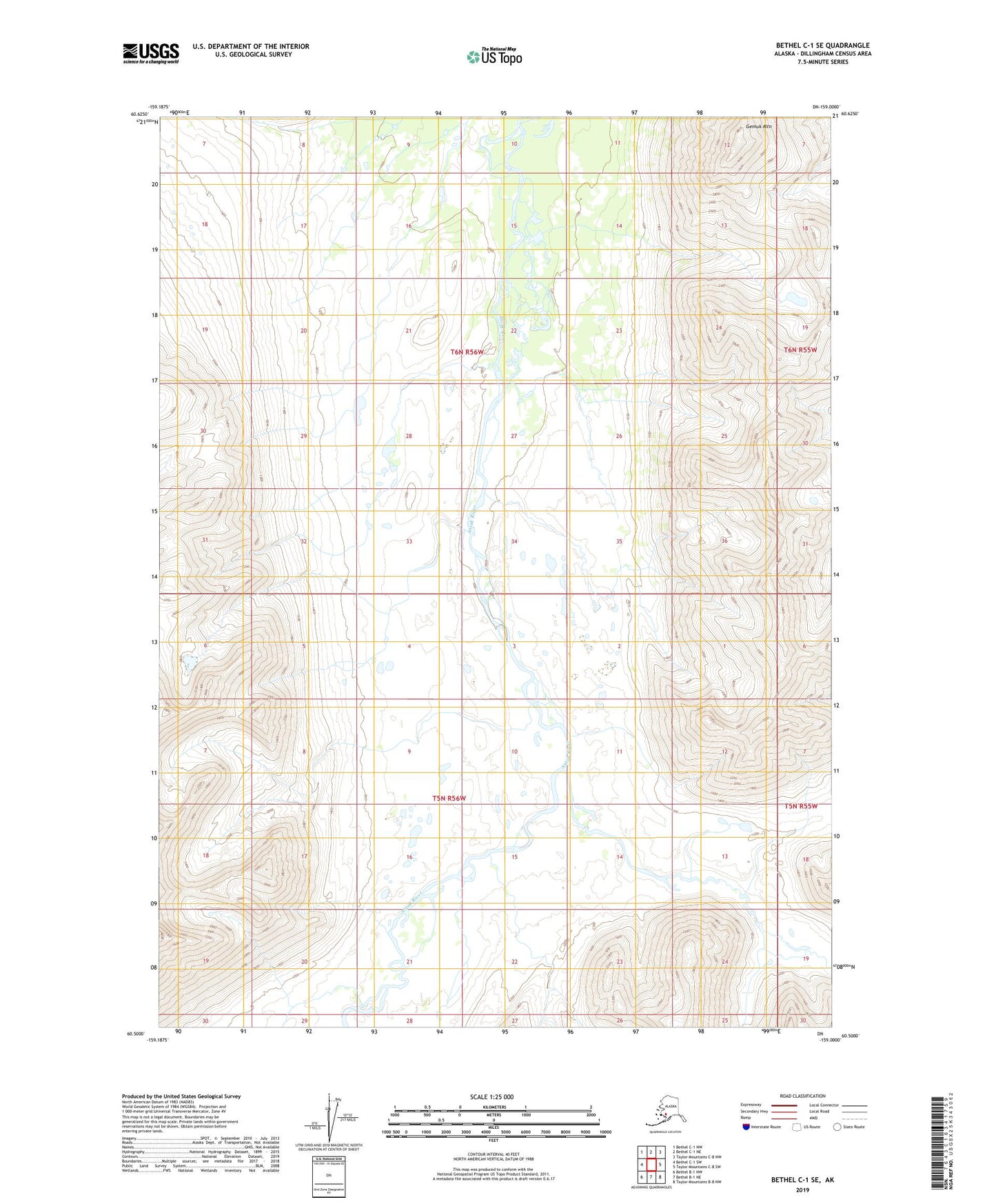 Bethel C-1 SE Alaska US Topo Map Image