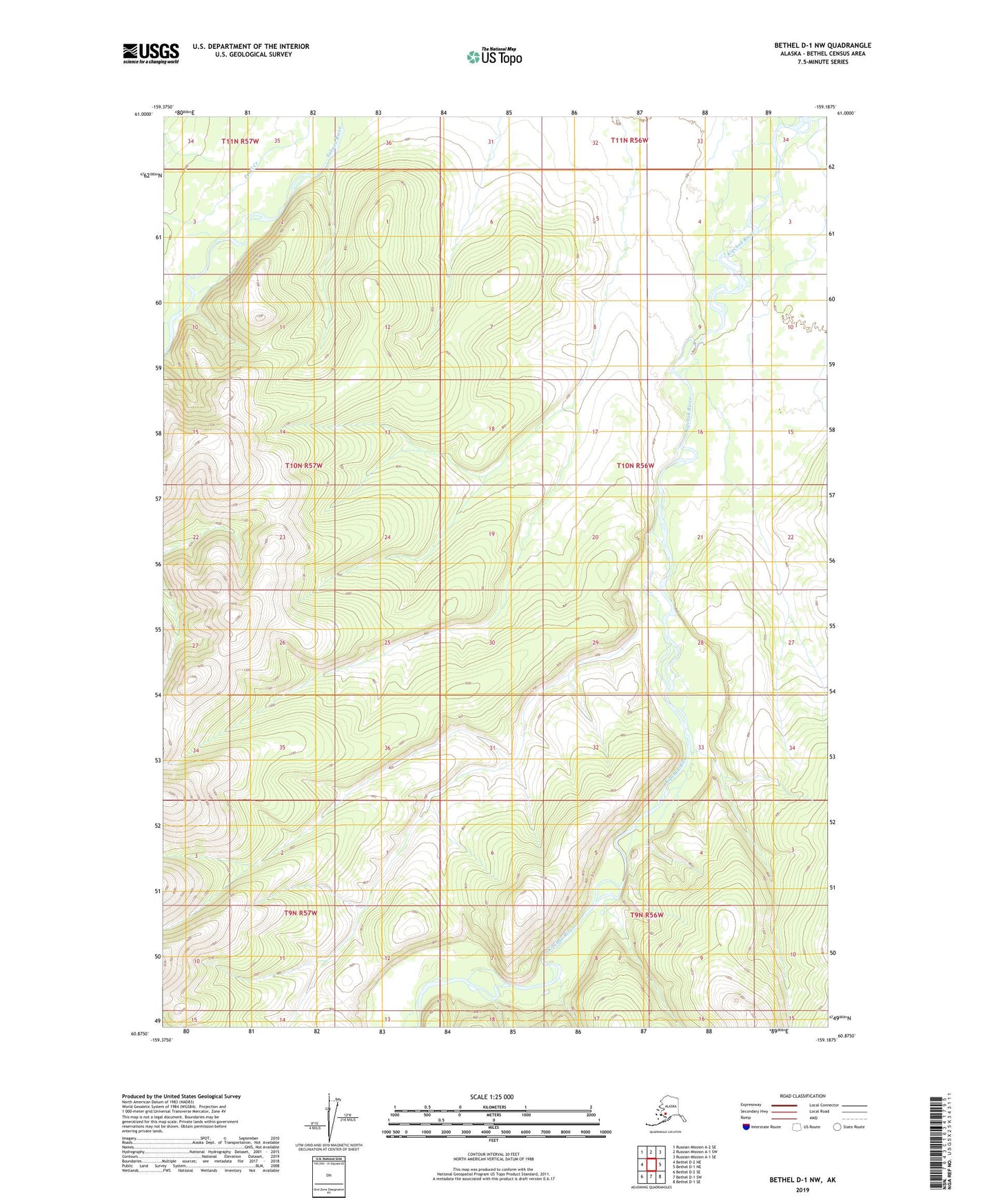 Bethel D-1 NW Alaska US Topo Map Image