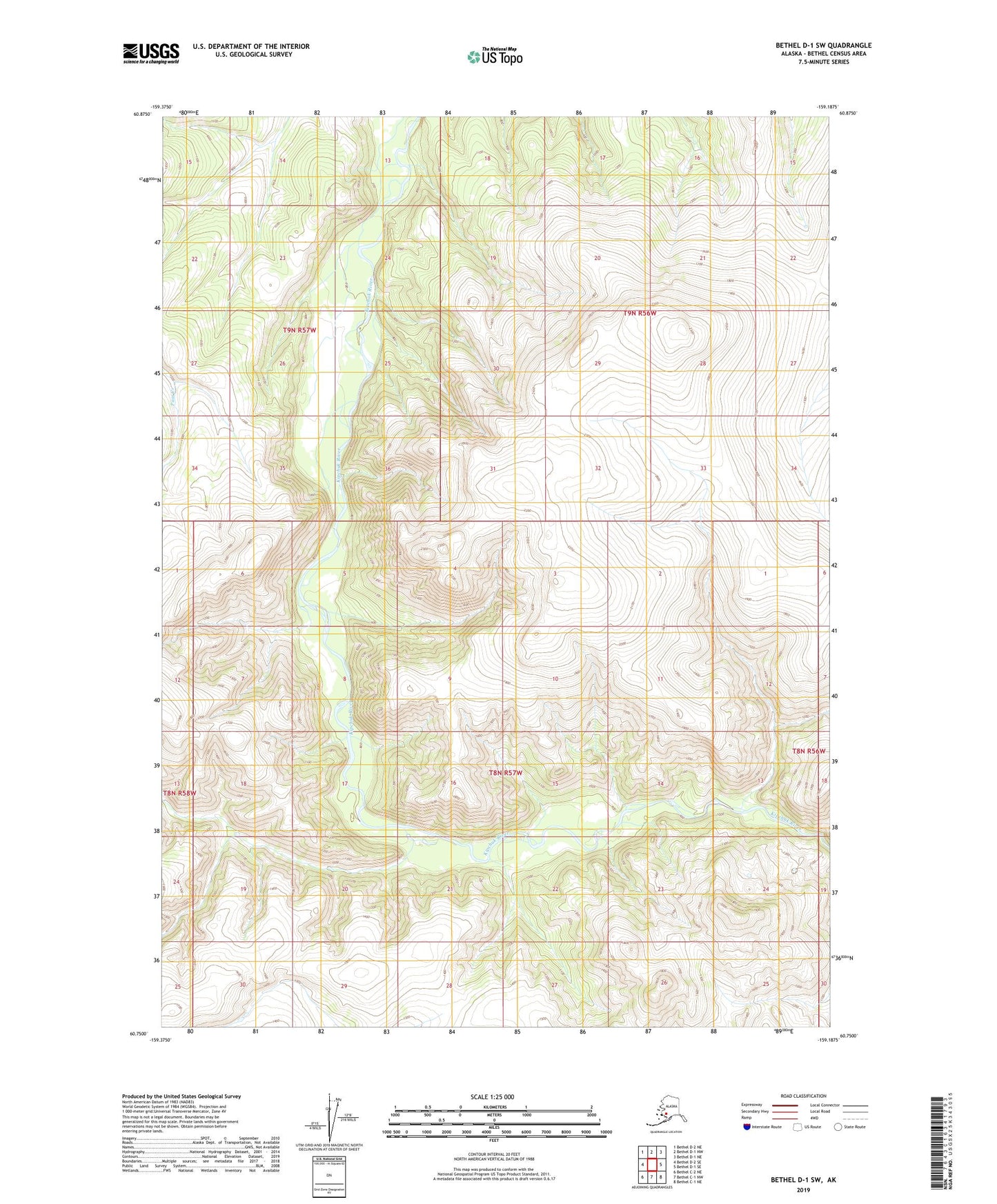 Bethel D-1 SW Alaska US Topo Map Image