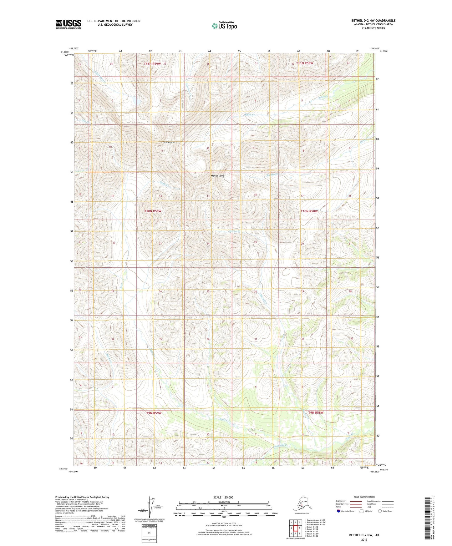Bethel D-2 NW Alaska US Topo Map Image