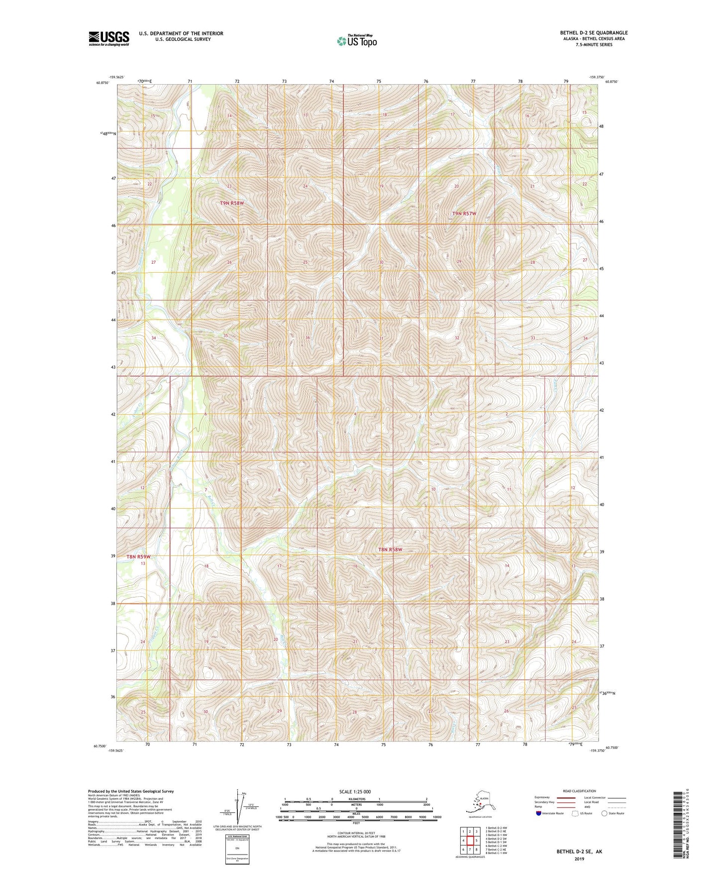 Bethel D-2 SE Alaska US Topo Map Image