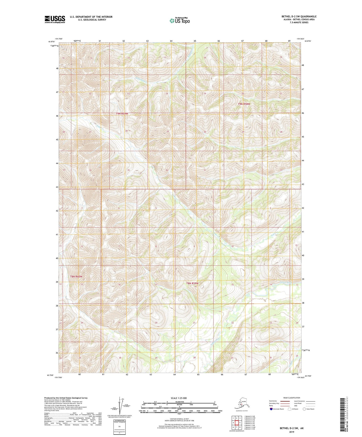 Bethel D-2 SW Alaska US Topo Map Image