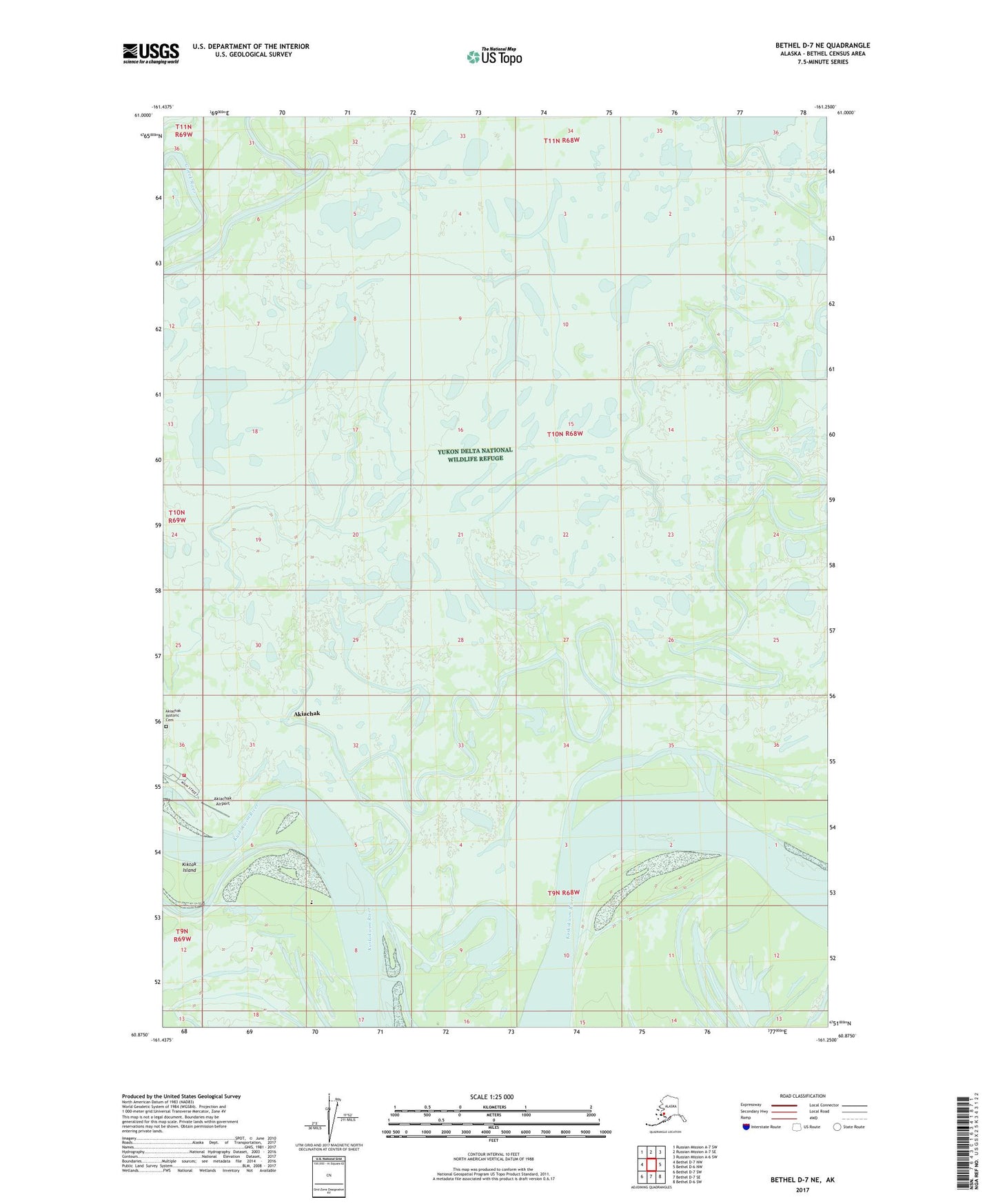 Bethel D-7 NE Alaska US Topo Map Image