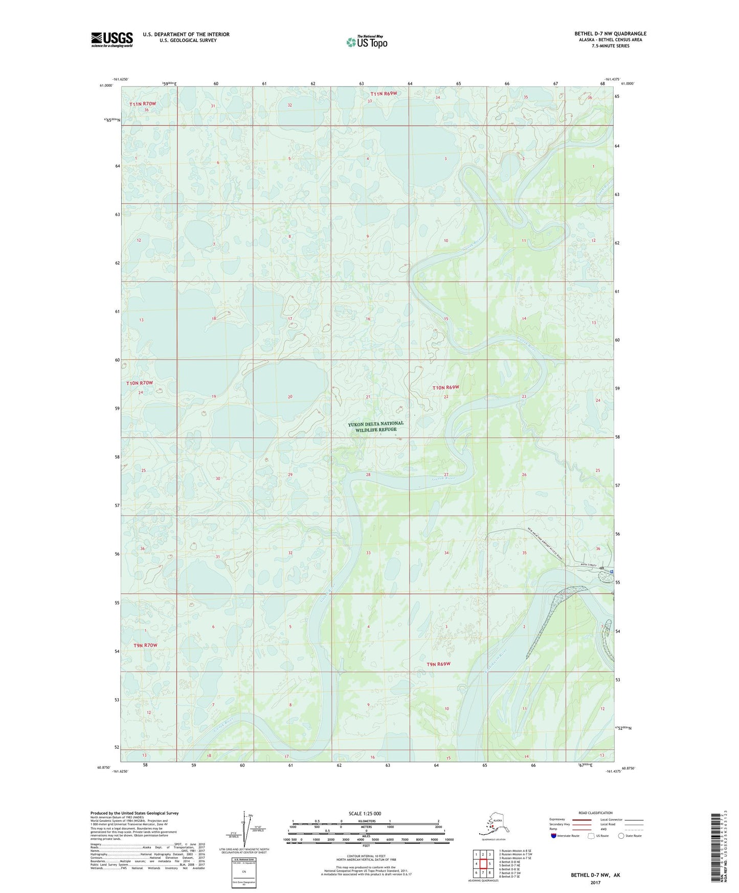Bethel D-7 NW Alaska US Topo Map Image
