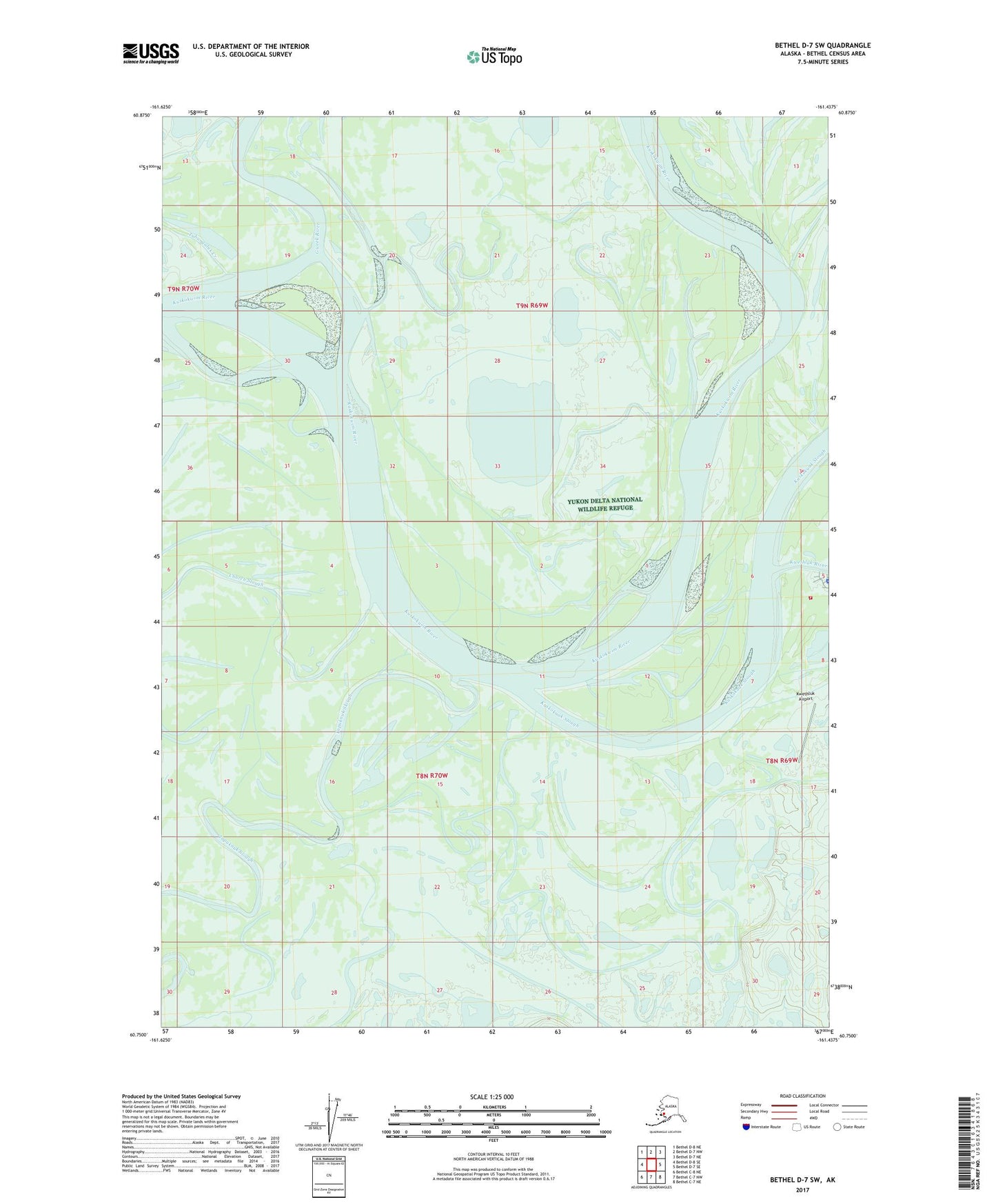 Bethel D-7 SW Alaska US Topo Map Image