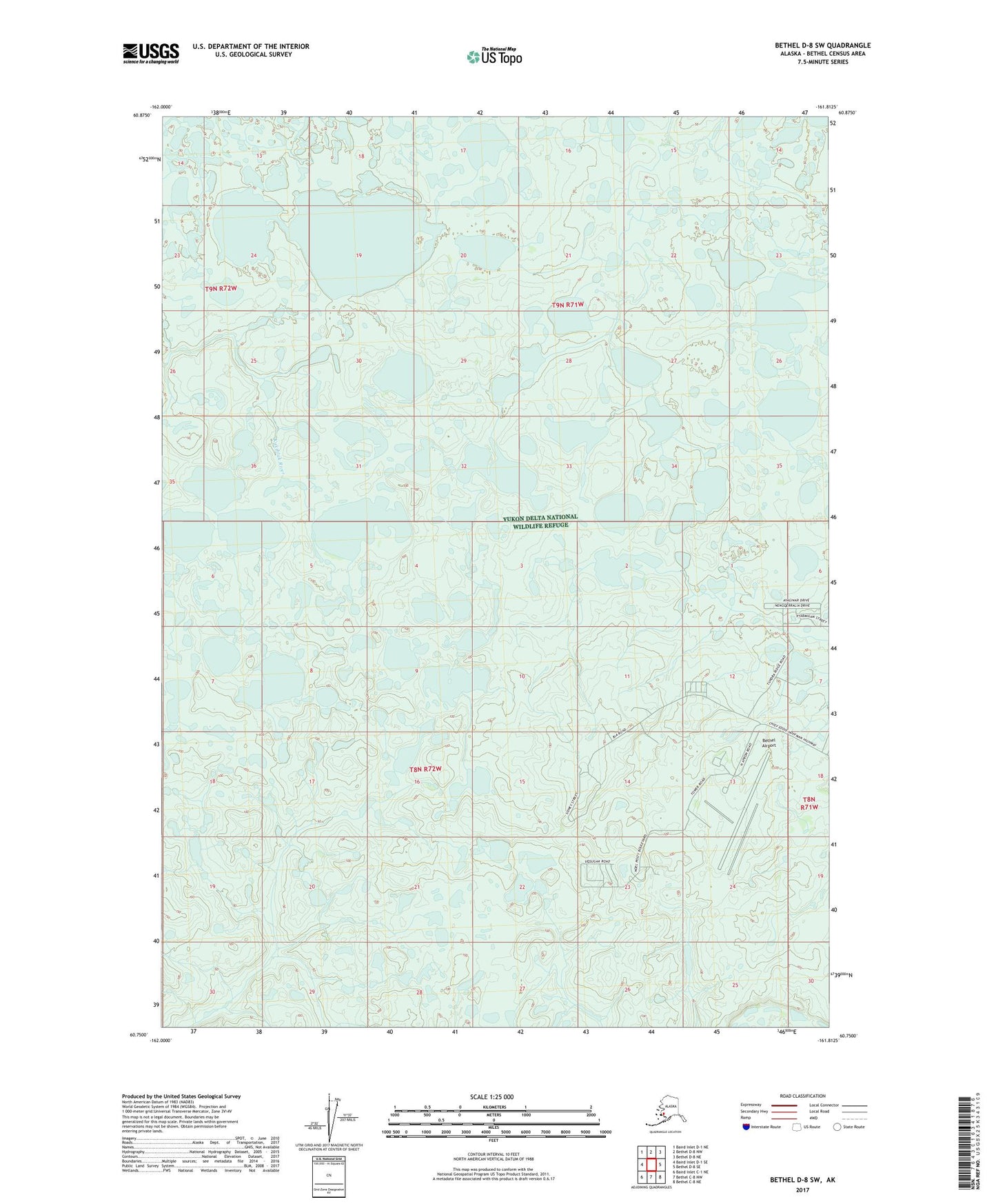 Bethel D-8 SW Alaska US Topo Map Image