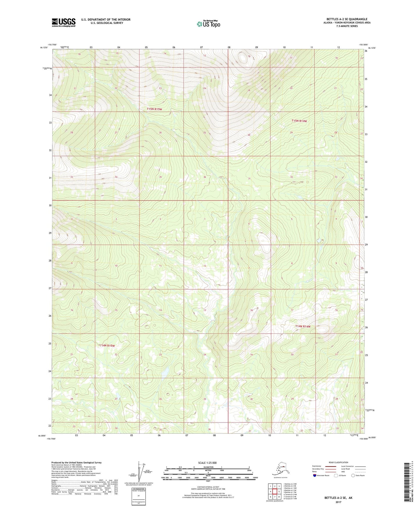 Bettles A-2 SE Alaska US Topo Map Image