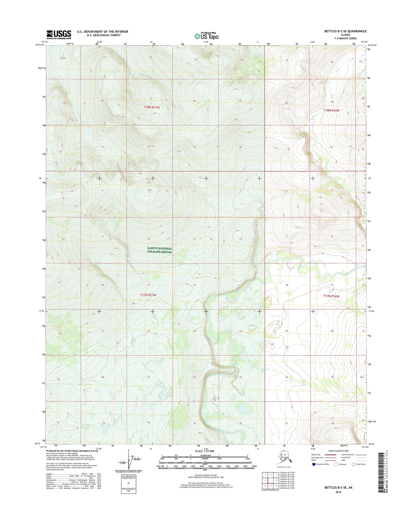 Bettles B-3 SE Alaska US Topo Map Image