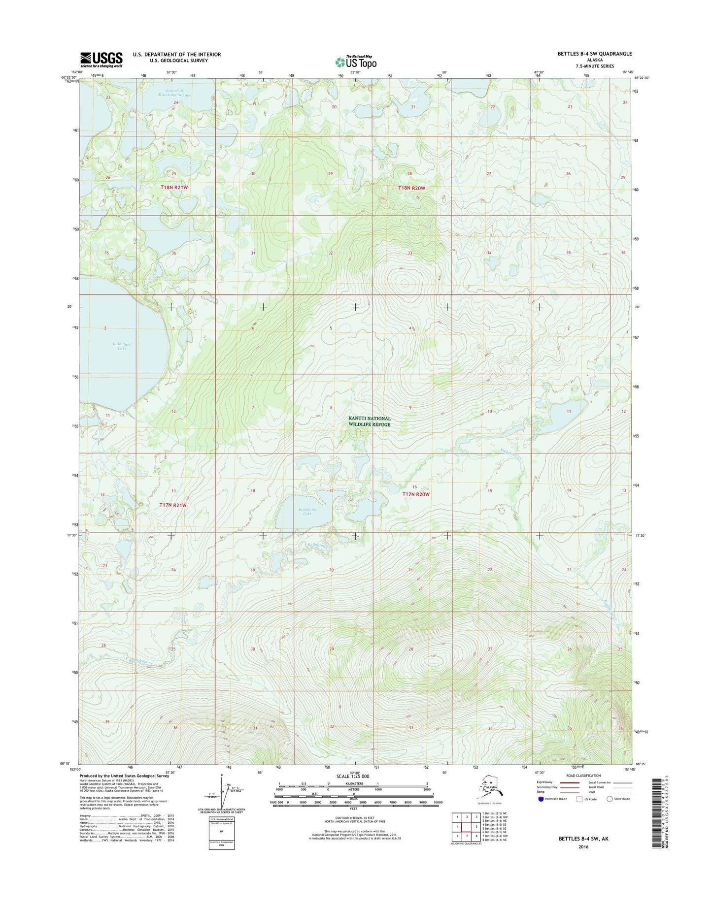 Bettles B-4 SW Alaska US Topo Map Image