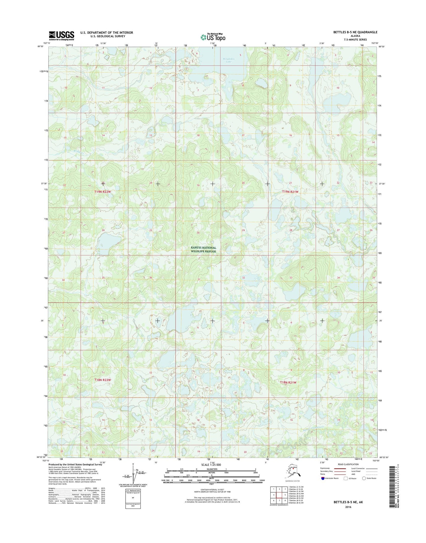 Bettles B-5 NE Alaska US Topo Map Image