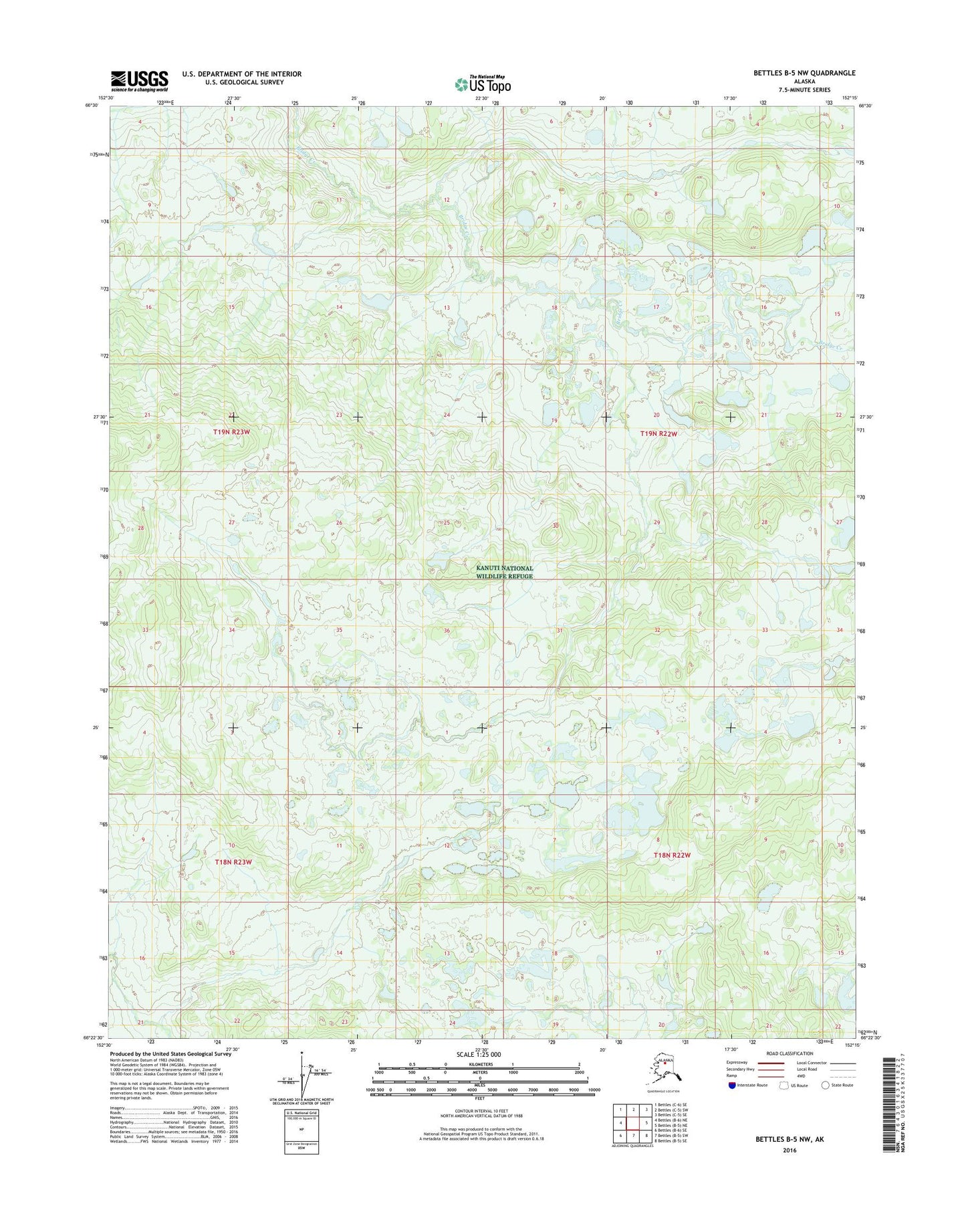 Bettles B-5 NW Alaska US Topo Map Image